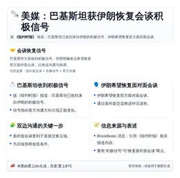美媒：巴基斯坦获伊朗恢复会谈积极信号