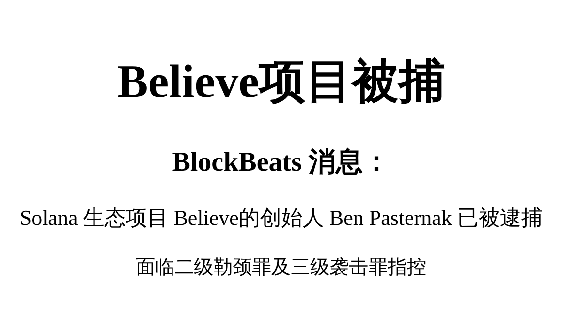 Believe项目被捕