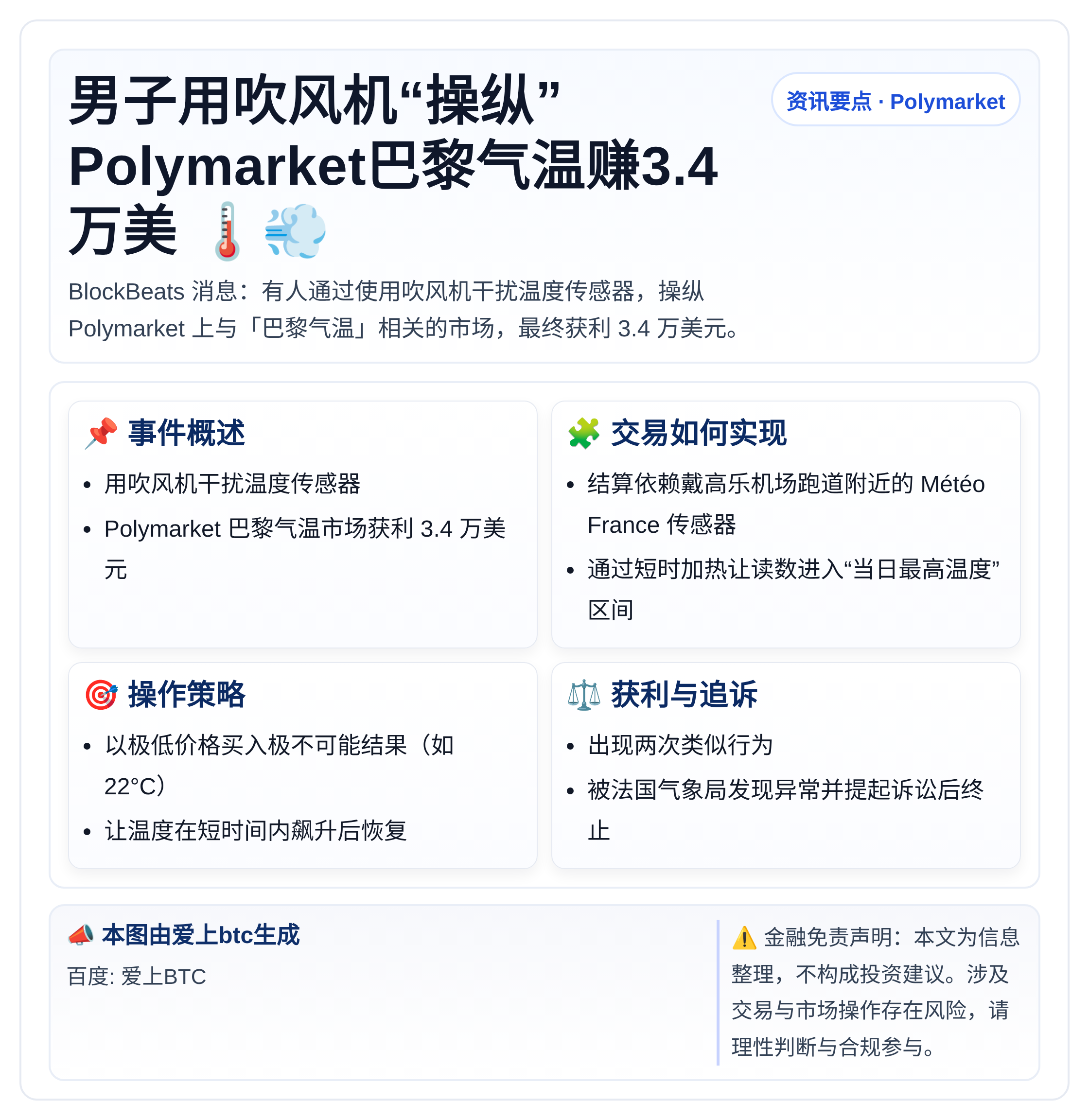 男子用吹风机“操纵”Polymarket巴黎气温赚3.4万美