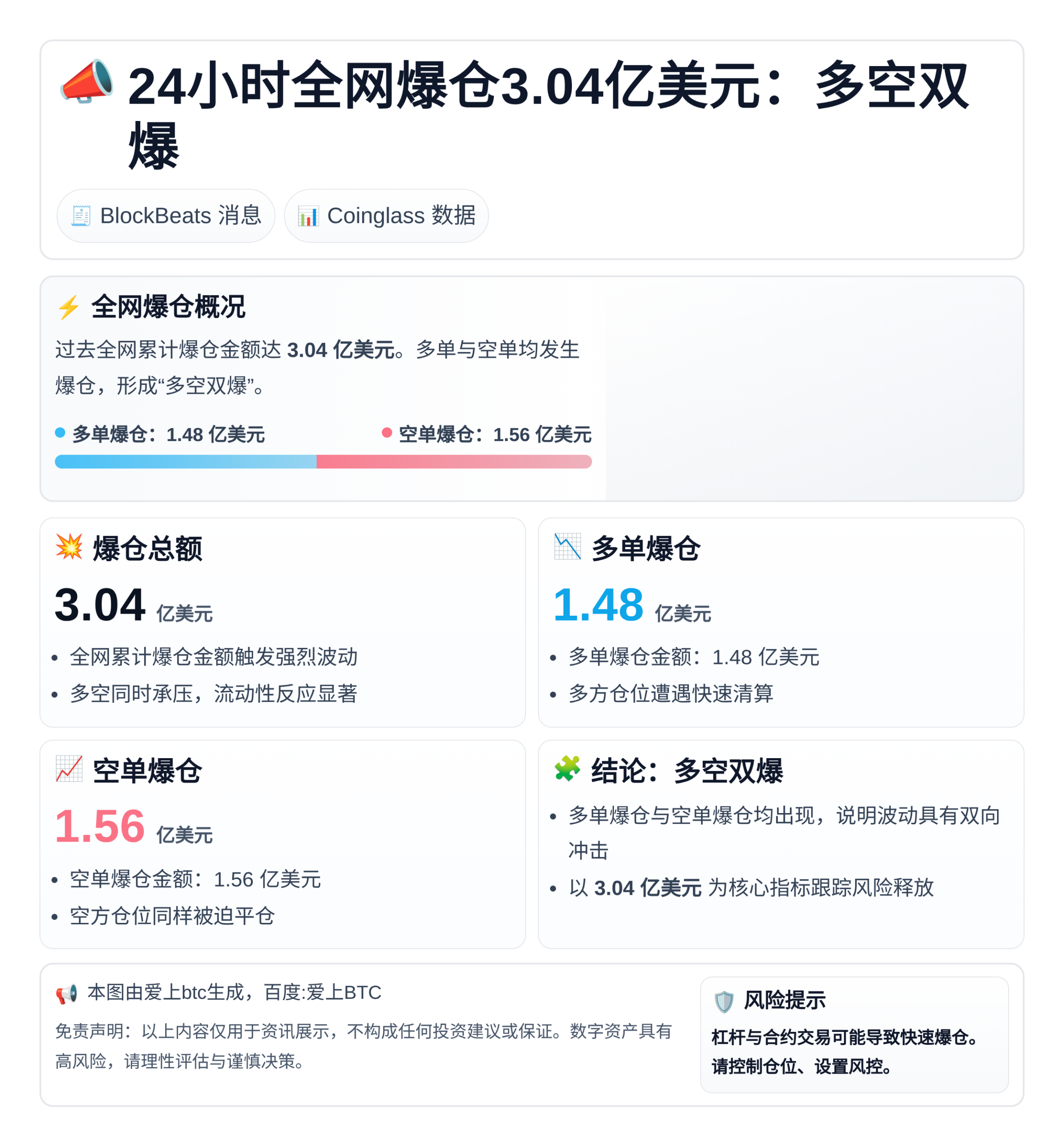 24小时全网爆仓3.04亿美元：多空双爆