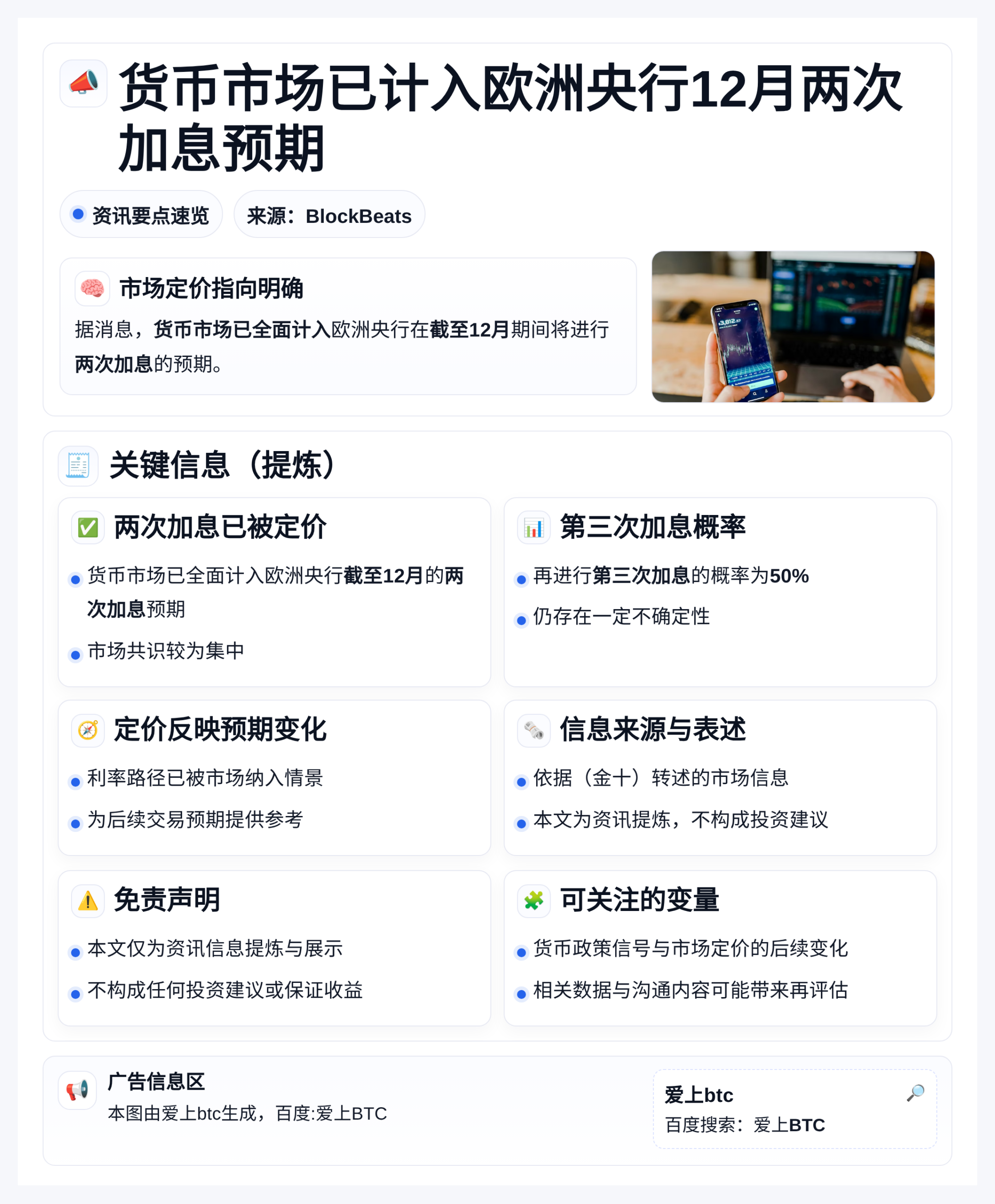 货币市场已计入欧洲央行12月两次加息预期