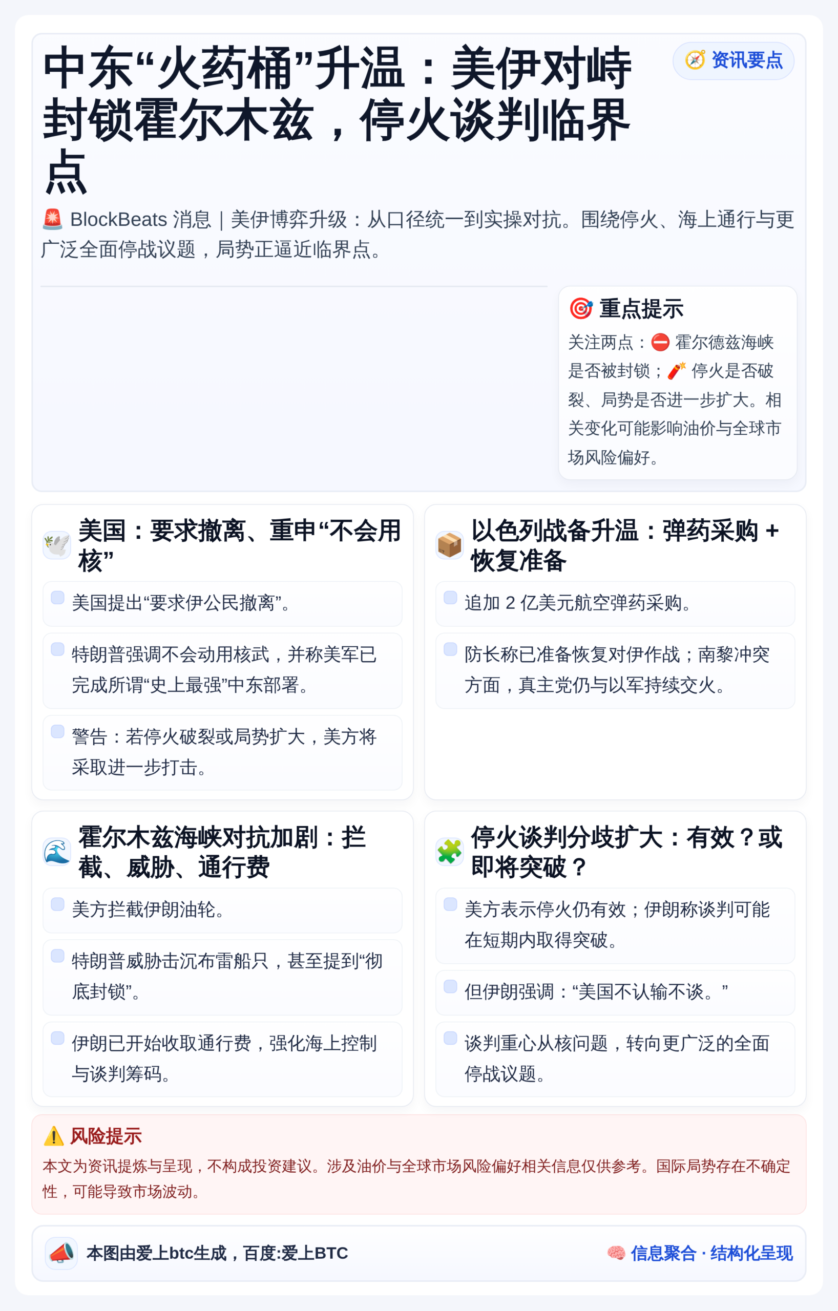 中东“火药桶”升温：美伊对峙封锁霍尔木兹，停火谈判临界点