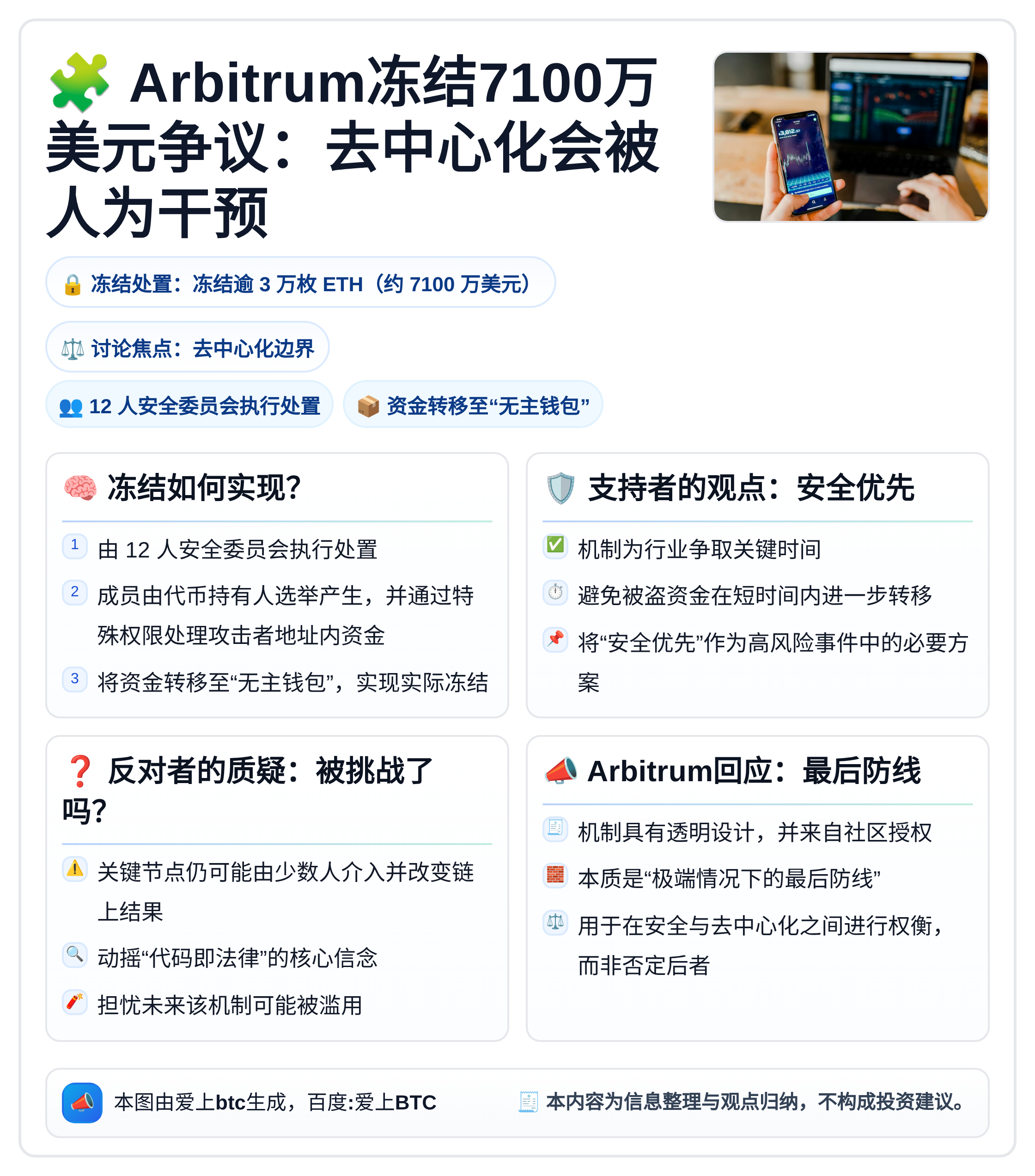 Arbitrum冻结7100万美元争议：去中心化会被人为干预