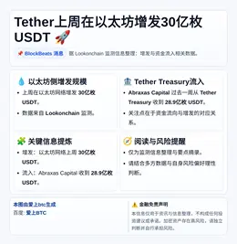 Tether上周在以太坊增发30亿枚USDT