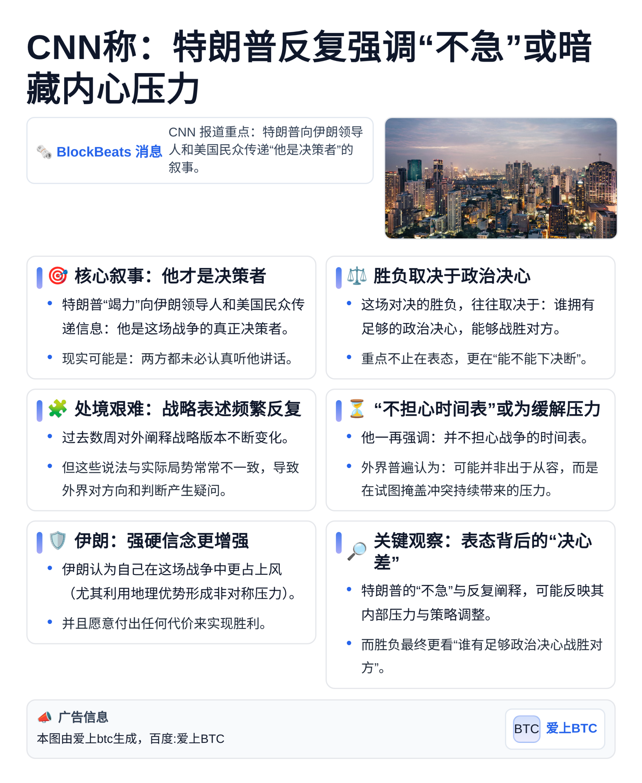 CNN称：特朗普反复强调“不急”或暗藏内心压力