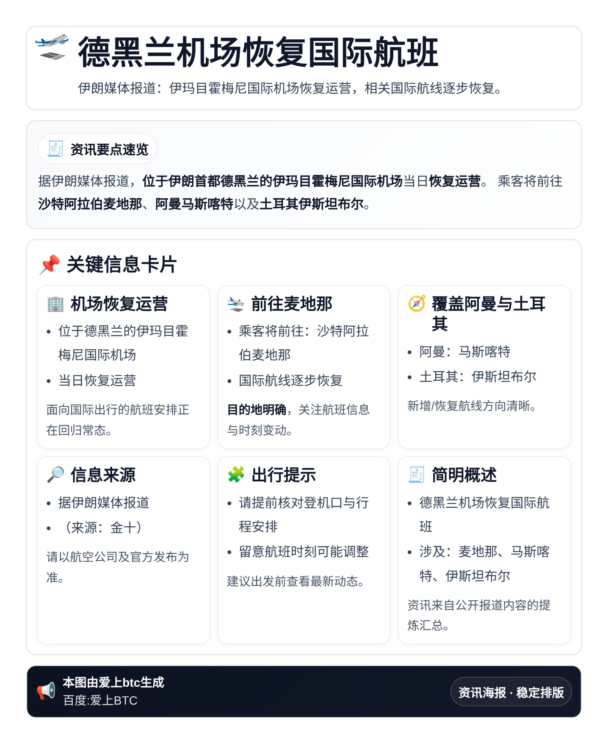 德黑兰机场恢复国际航班