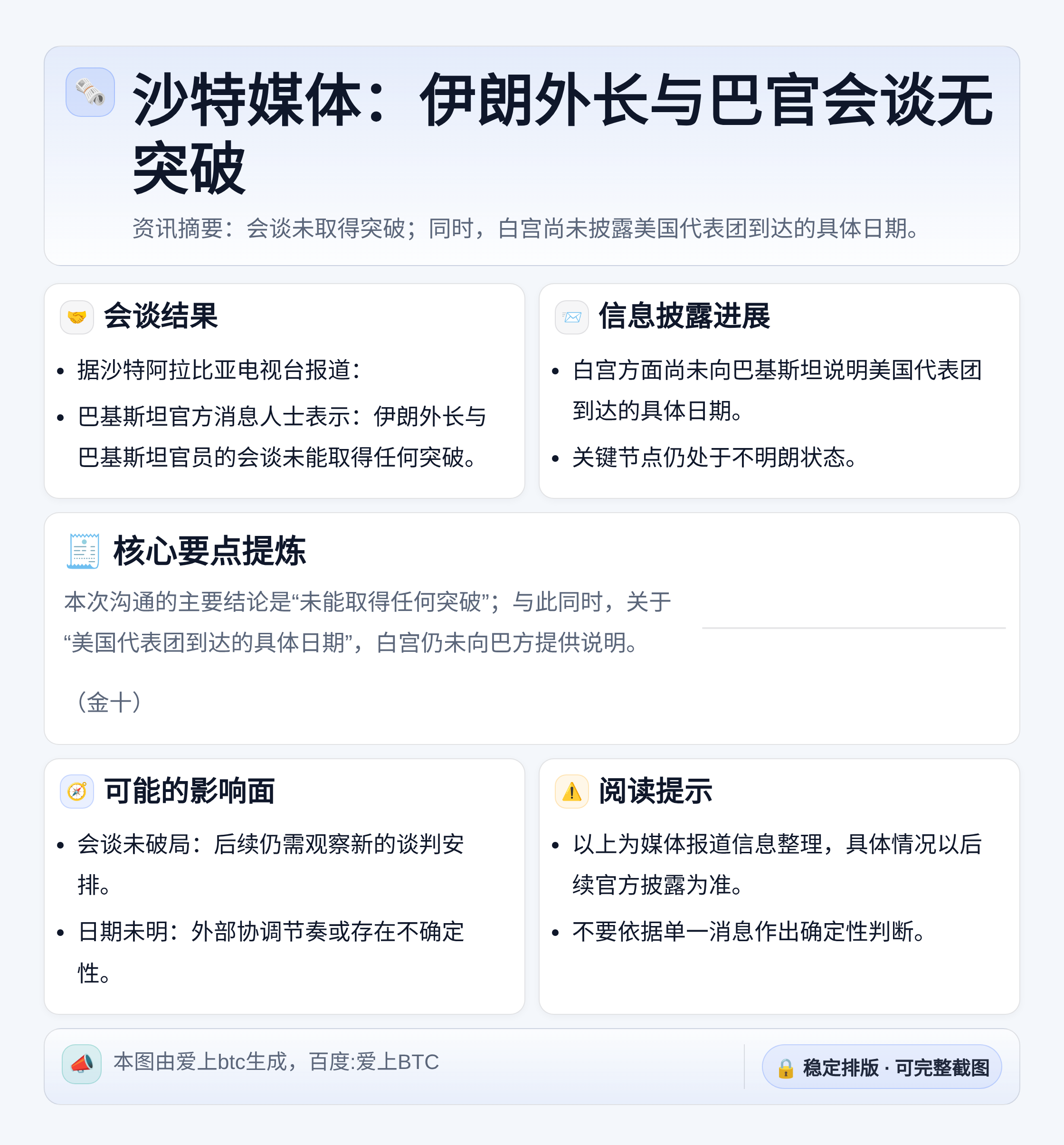 沙特媒体：伊朗外长与巴官会谈无突破