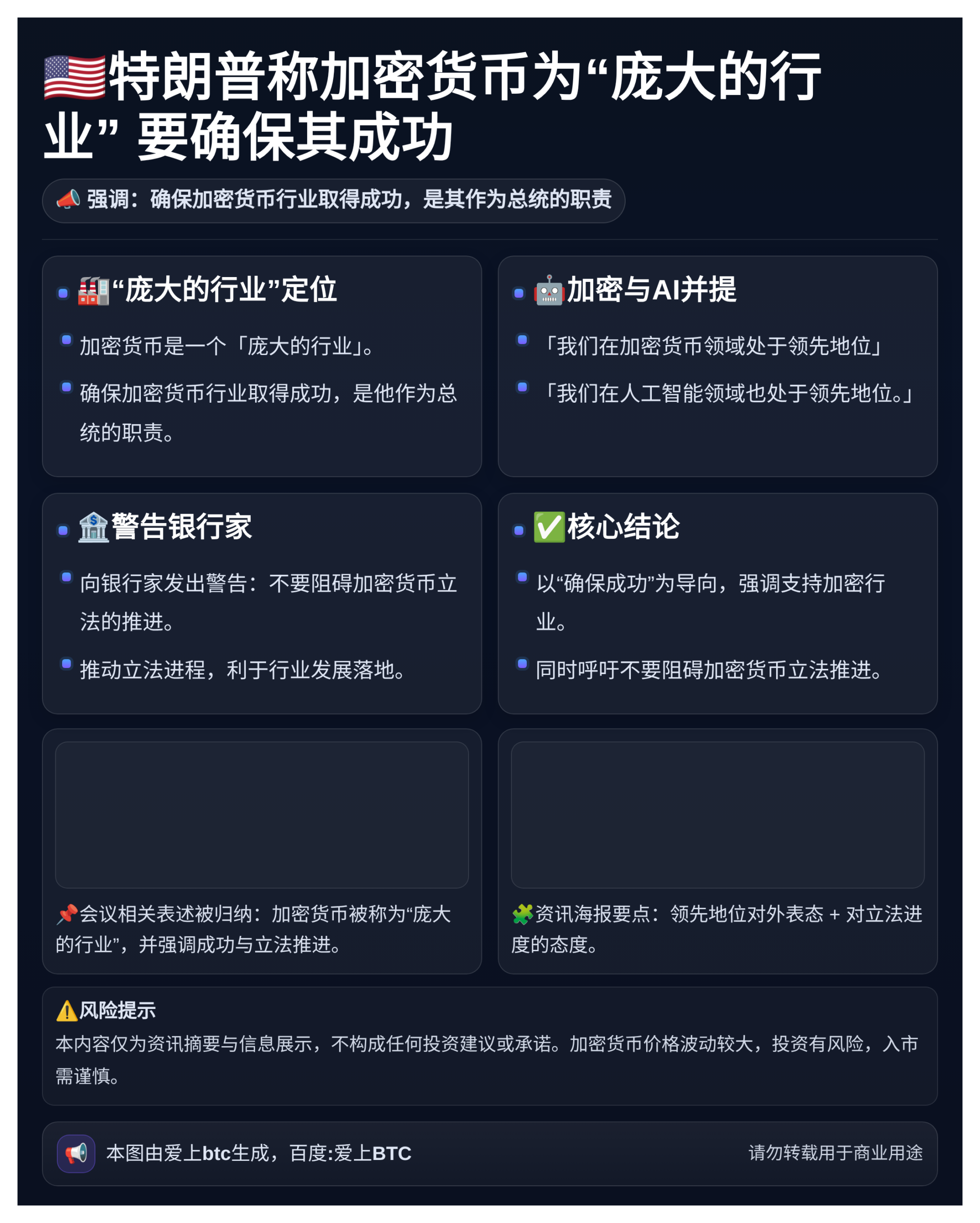 特朗普称加密货币为“庞大行业” 要确保其成功