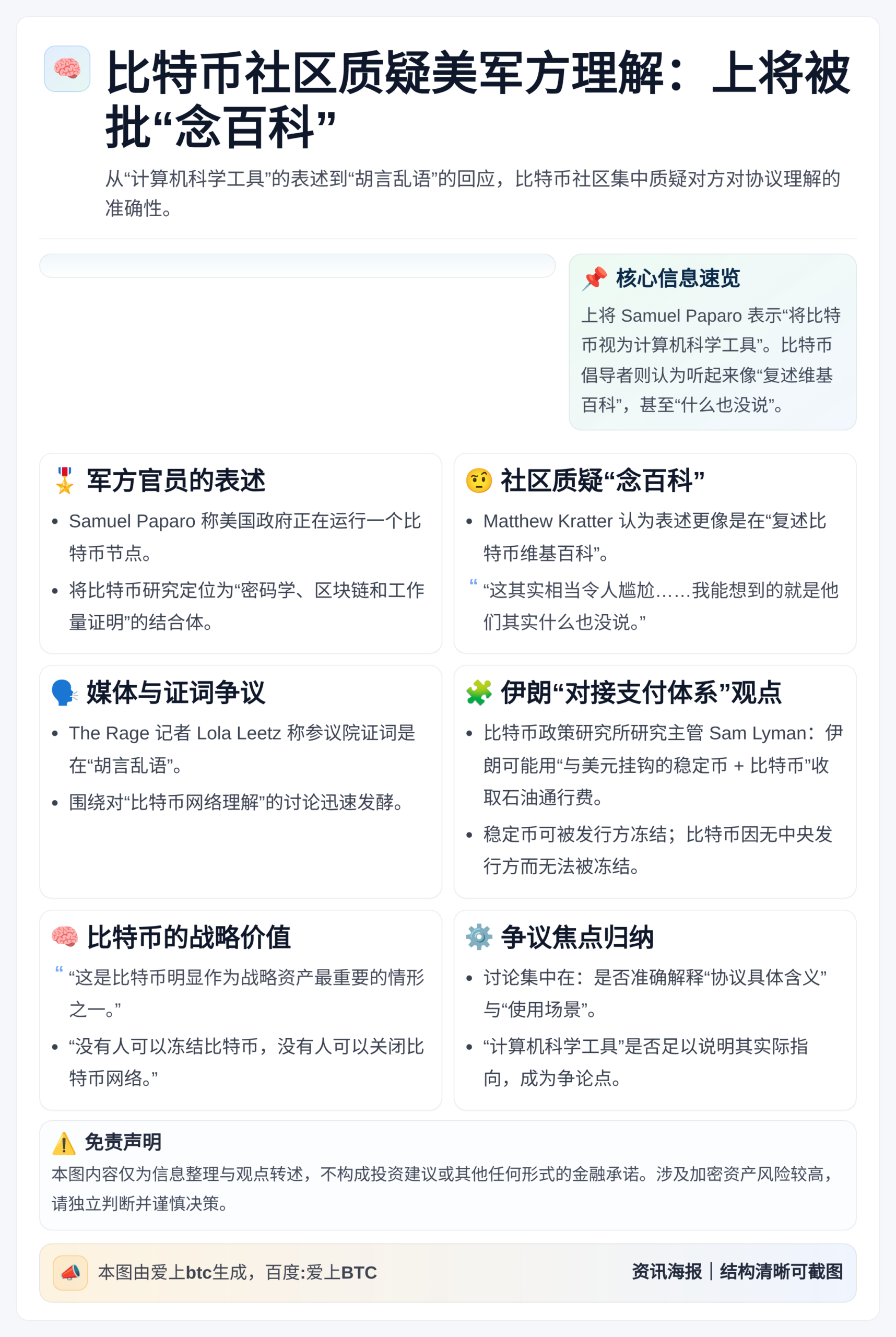 比特币社区质疑美军方理解：上将被批“念百科”