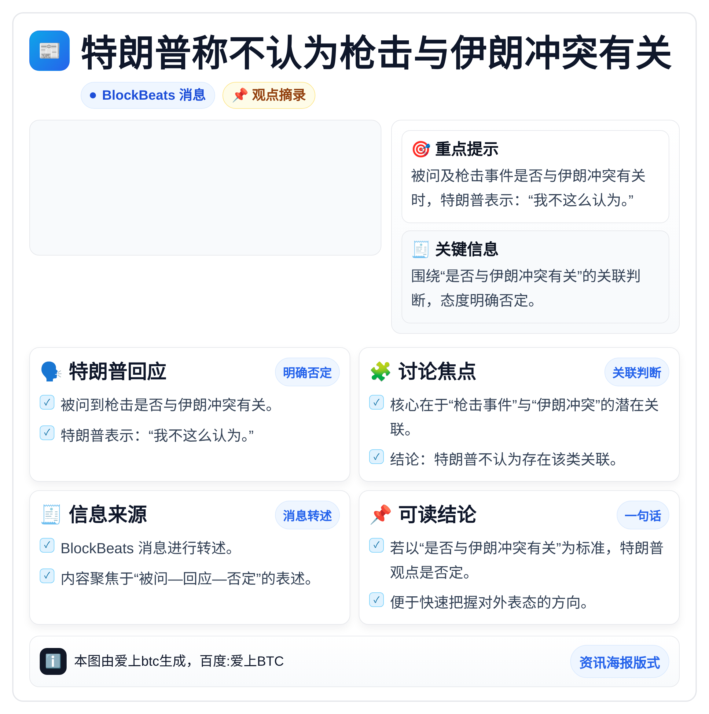 特朗普称不认为枪击与伊朗冲突有关