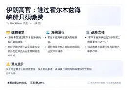 伊朗高官：通过霍尔木兹海峡船只须缴费