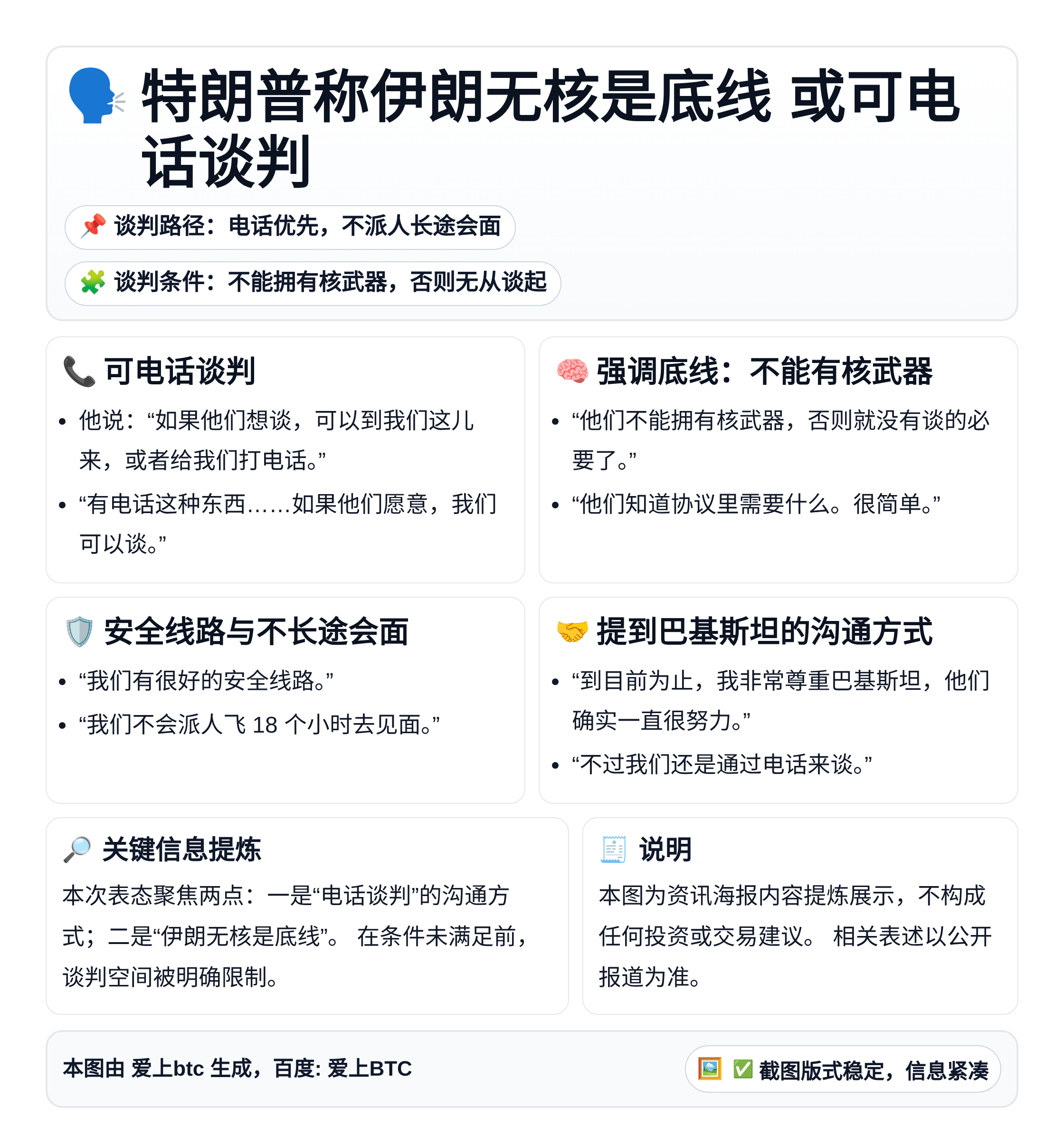 特朗普称伊朗无核是底线 或可电话谈判