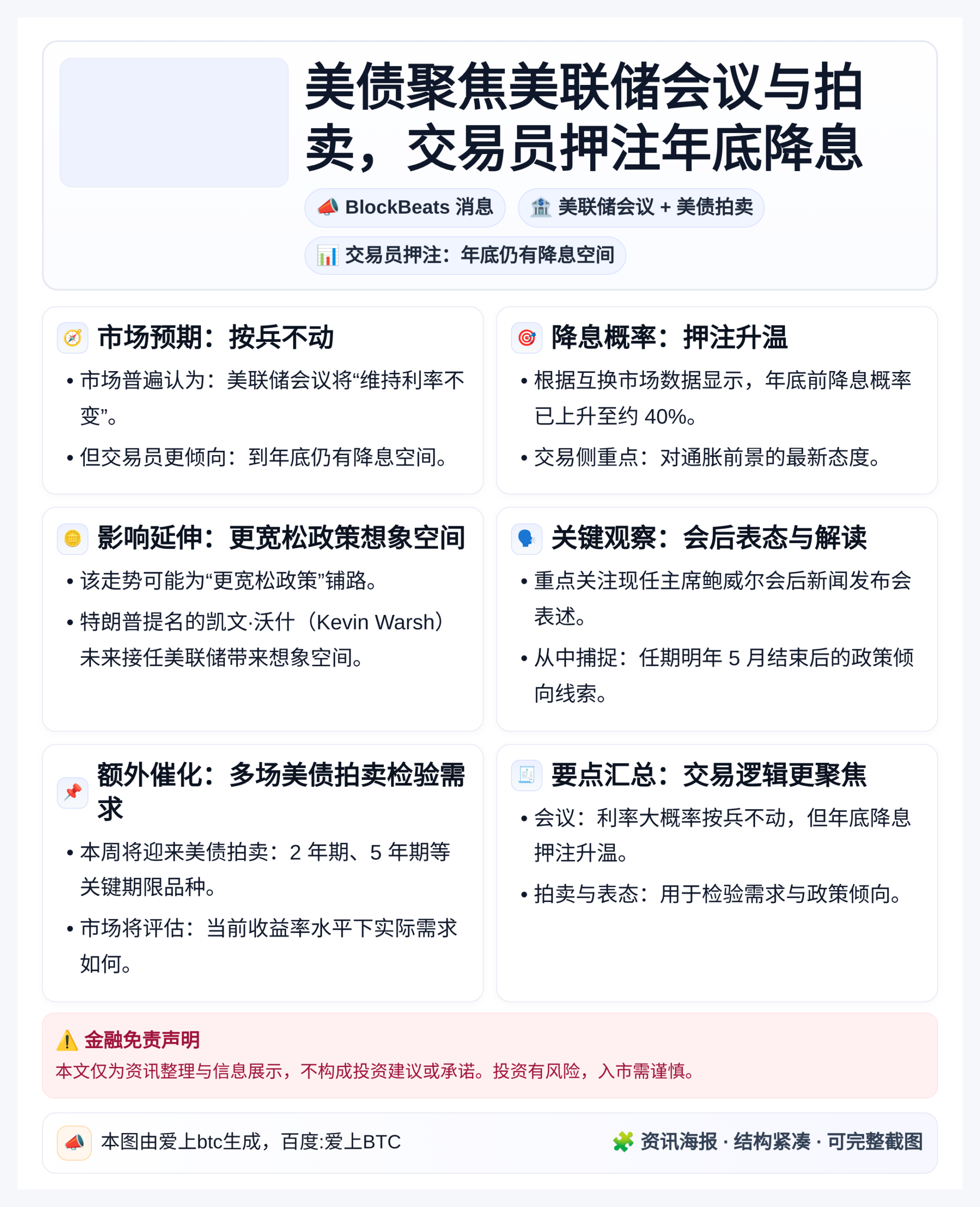 美债聚焦美联储会议与拍卖，交易员押注年底降息