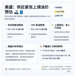 高盛：供应紧张上调油价预估
