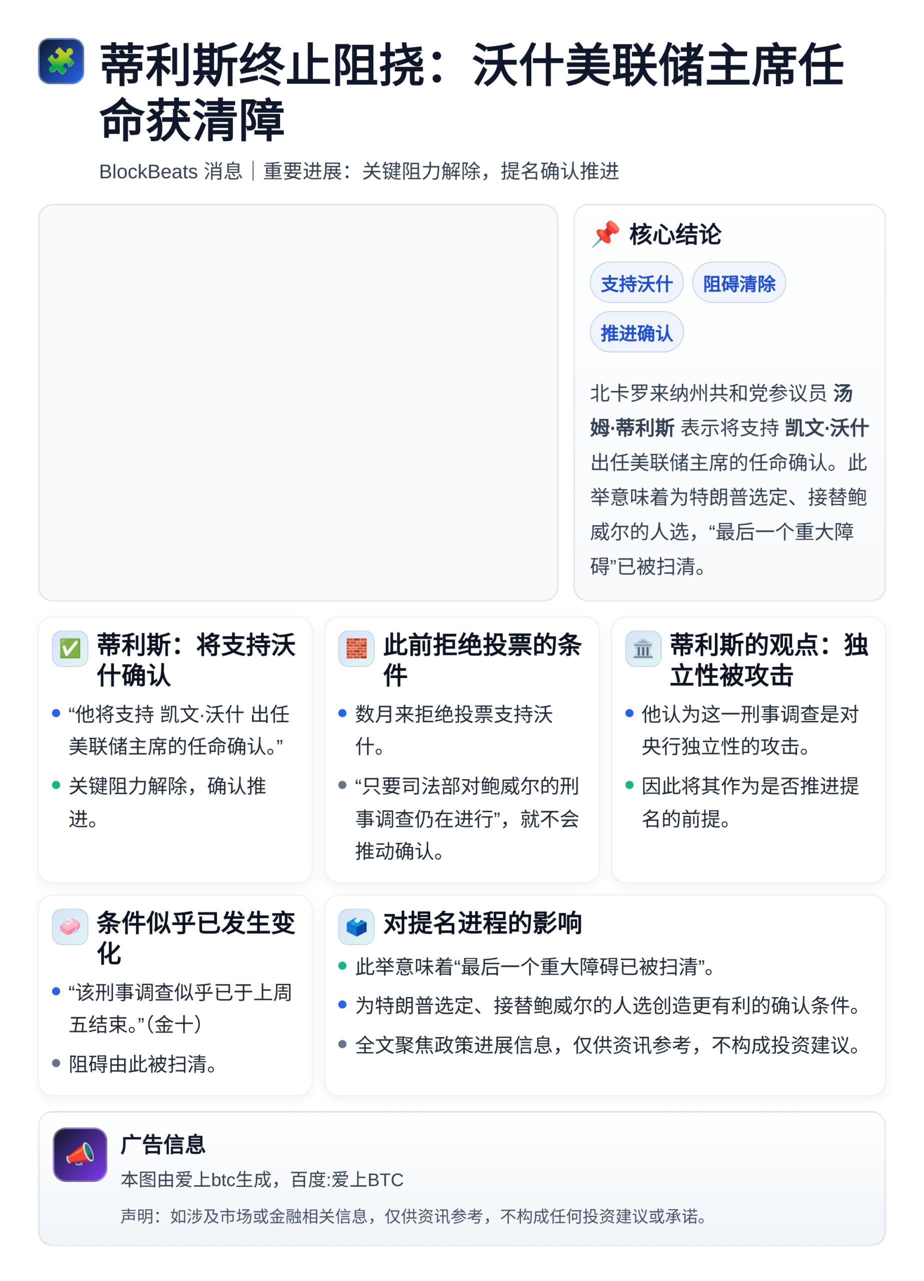 蒂利斯终止阻挠：沃什美联储主席任命获清障