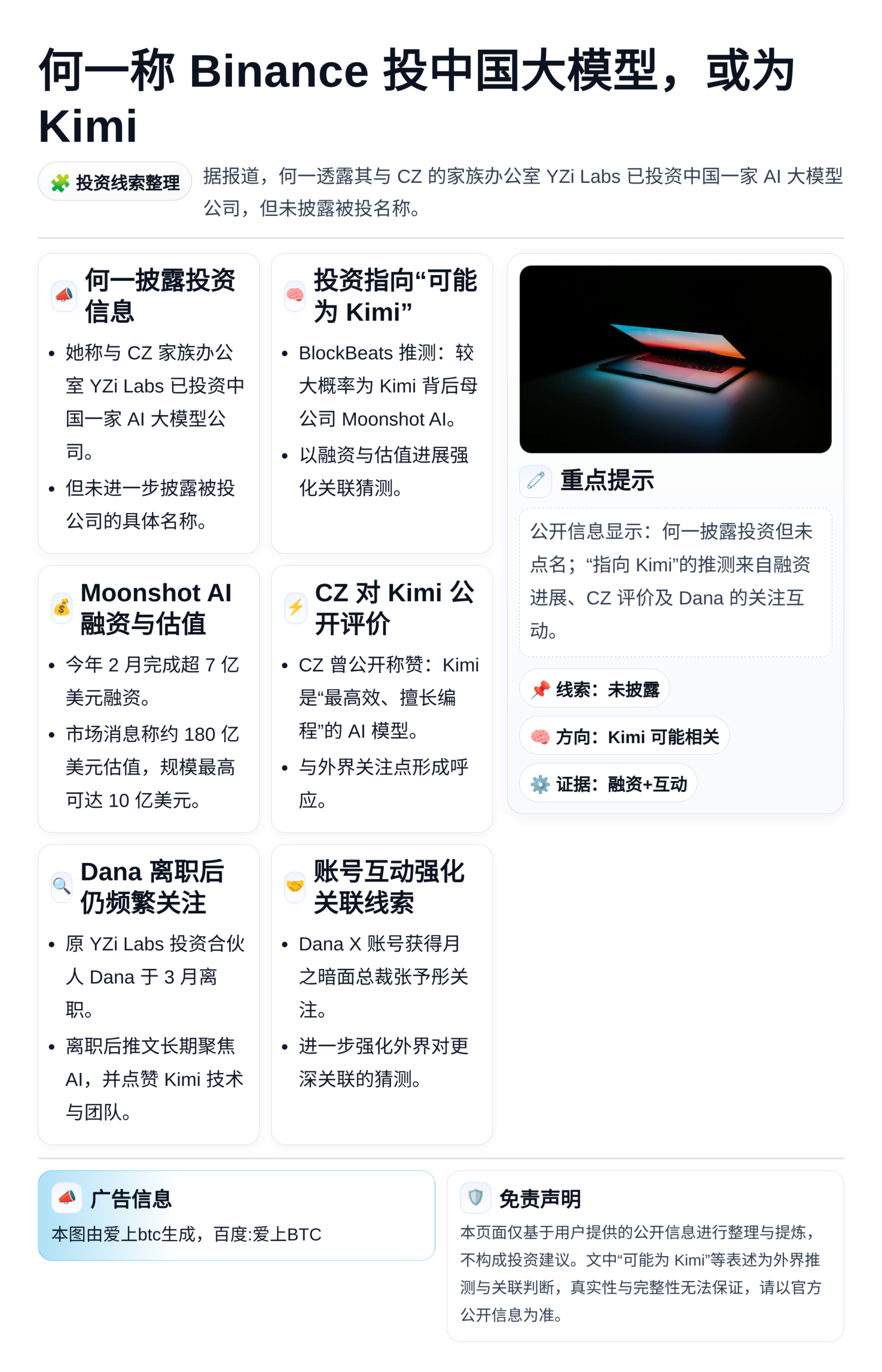 何一称Binance投中国大模型，或为Kimi