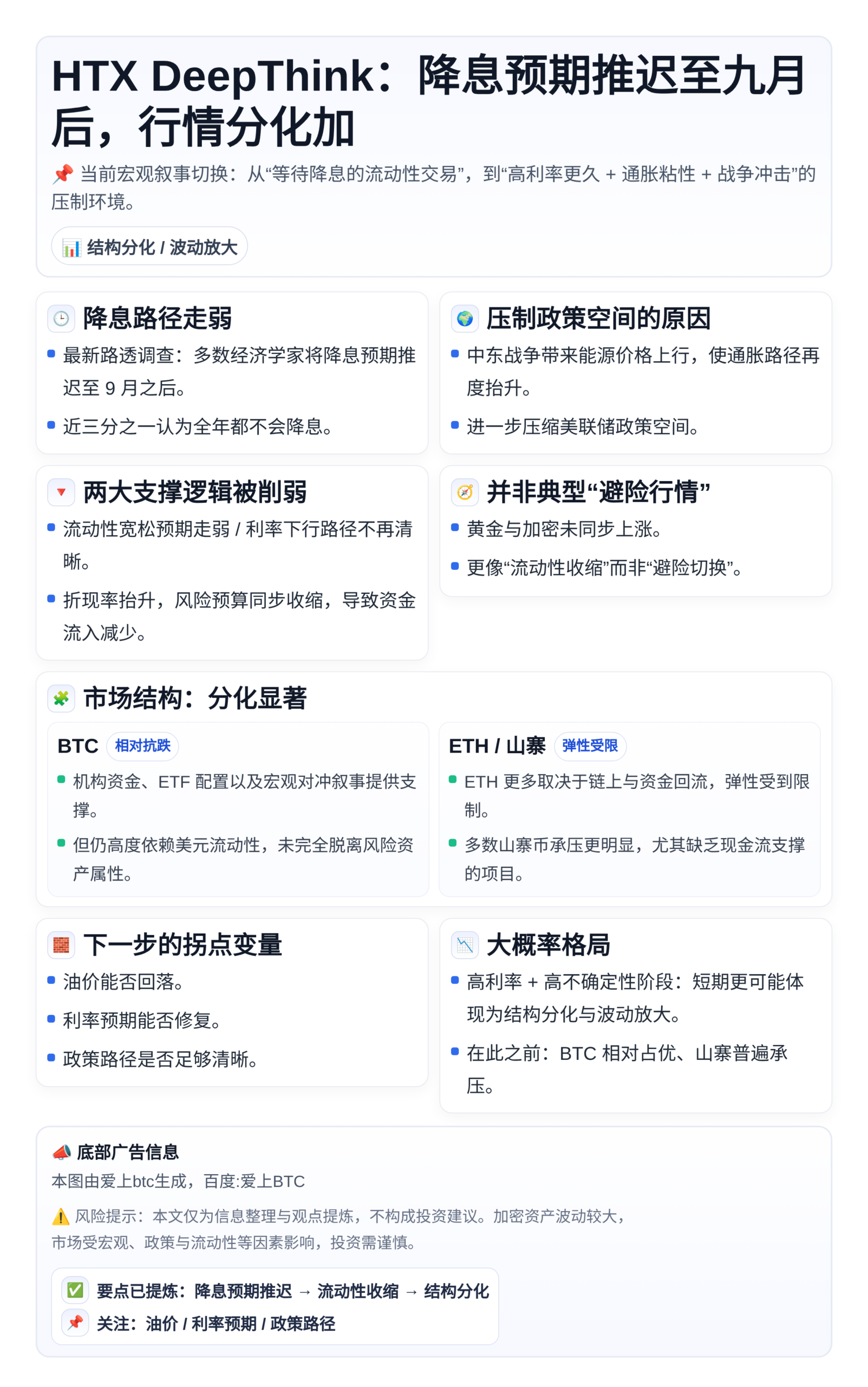 HTX DeepThink：降息预期推迟至九月后，行情分化加