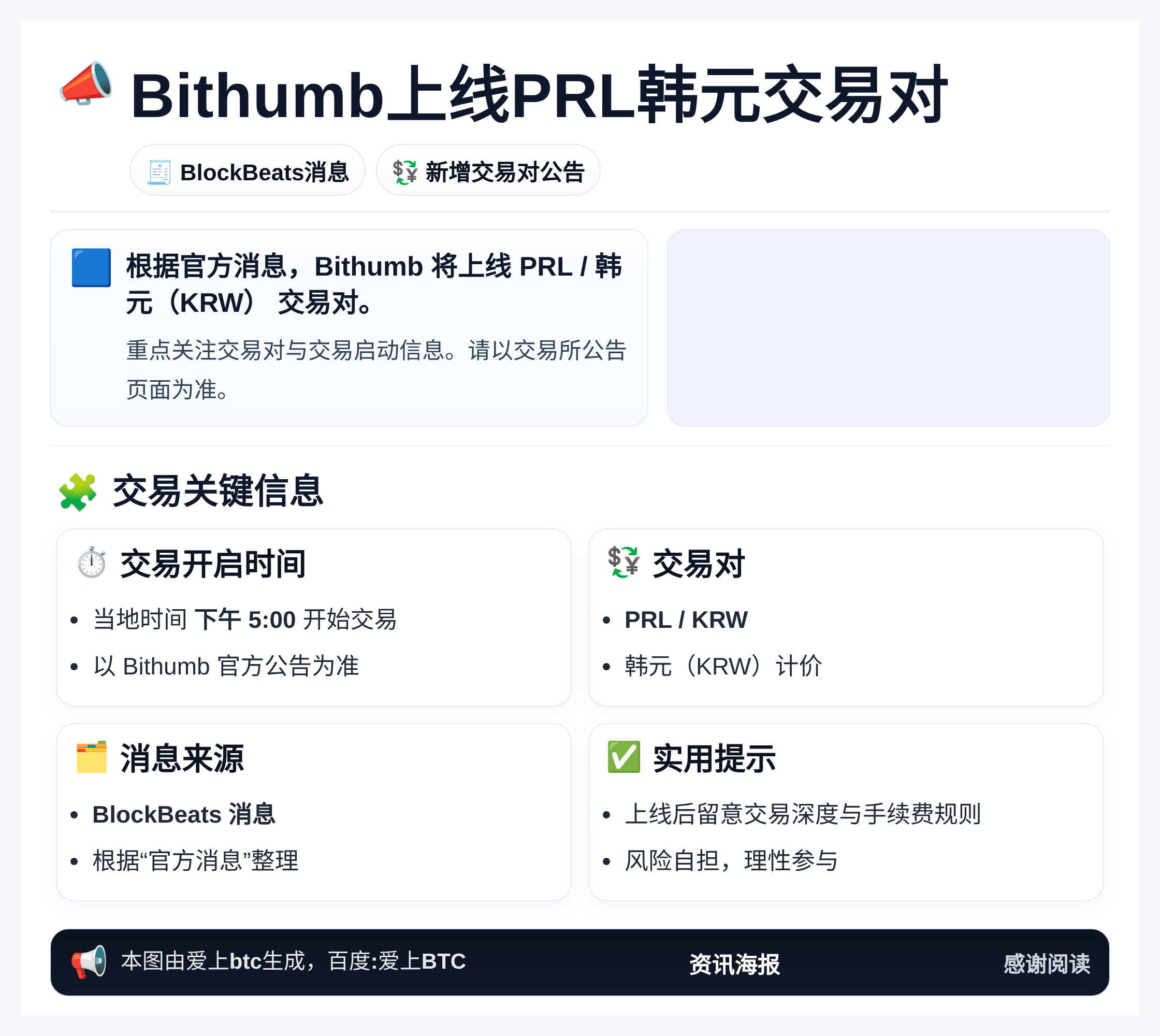 Bithumb上线PRL韩元交易对