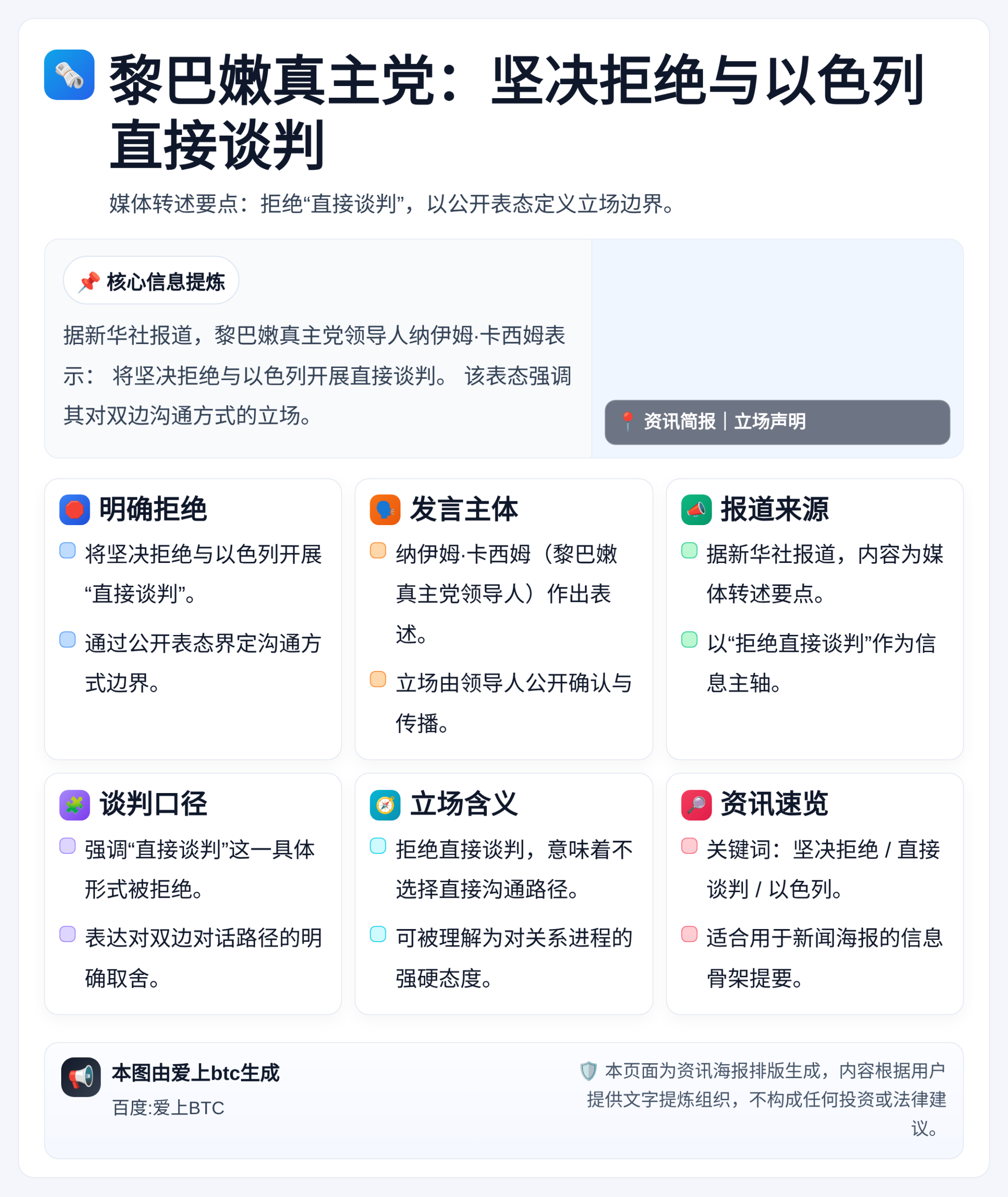 黎巴嫩真主党：坚决拒绝与以色列直接谈判