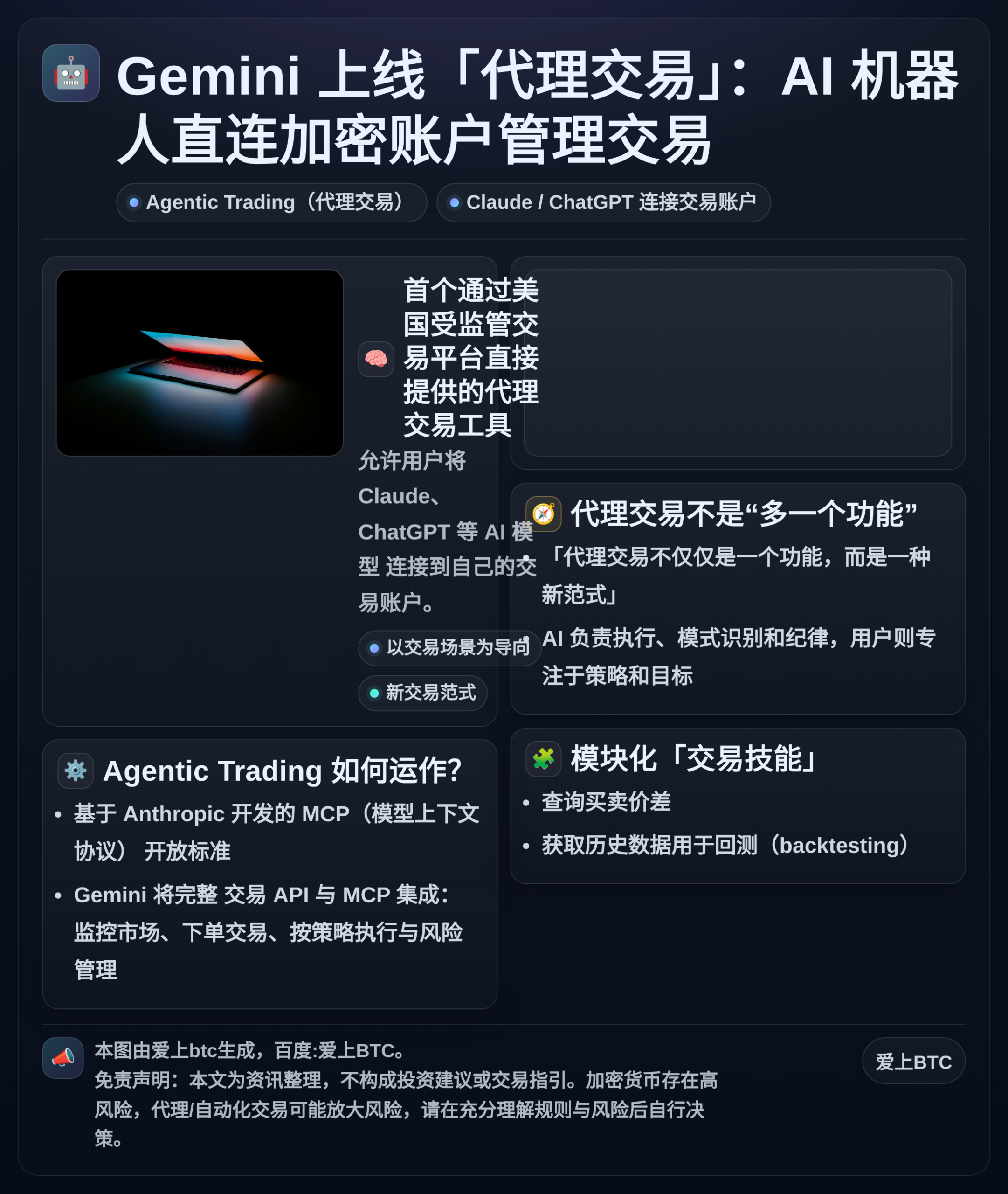 Gemini上线“代理交易”：AI机器人直连加密账户管理交易