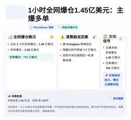1小时全网爆仓1.45亿美元：主爆多单