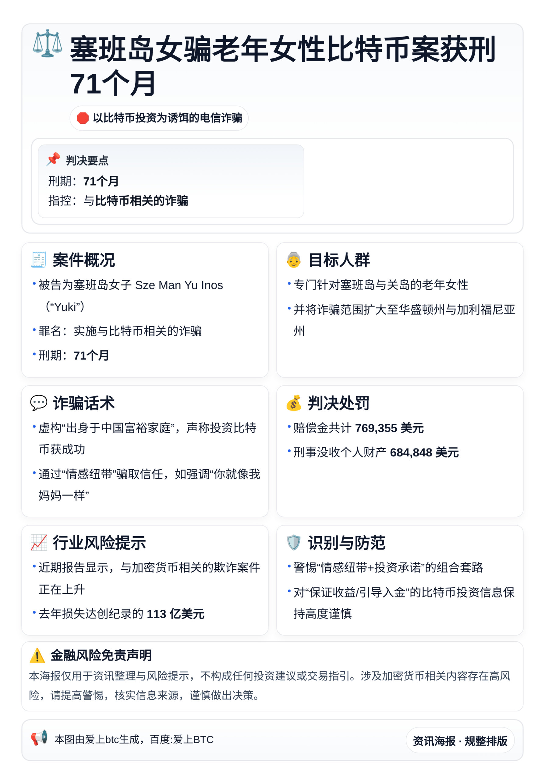 塞班岛女骗老年女性比特币案获刑71个月