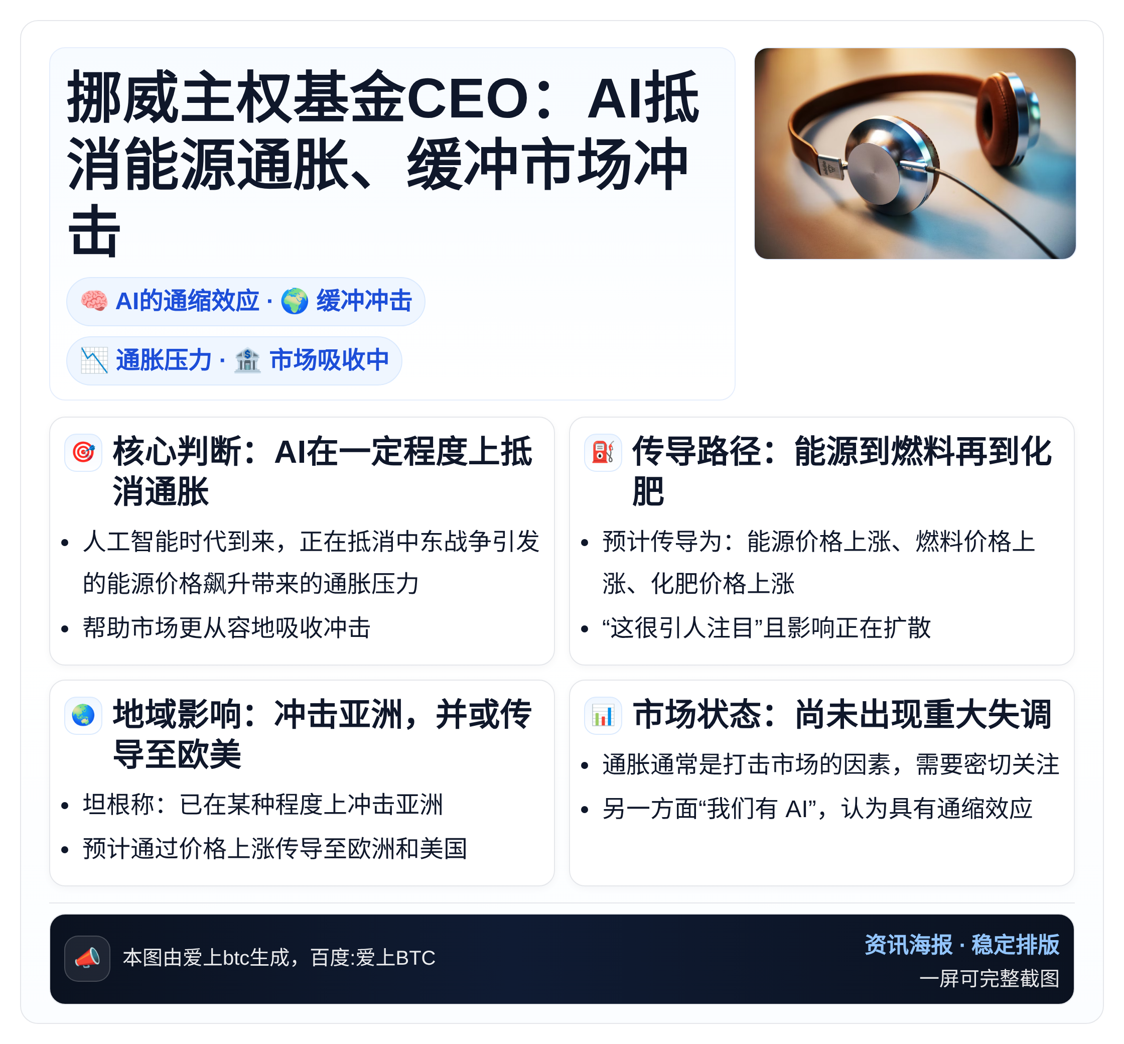 挪威主权基金CEO：AI抵消能源通胀、缓冲市场冲击