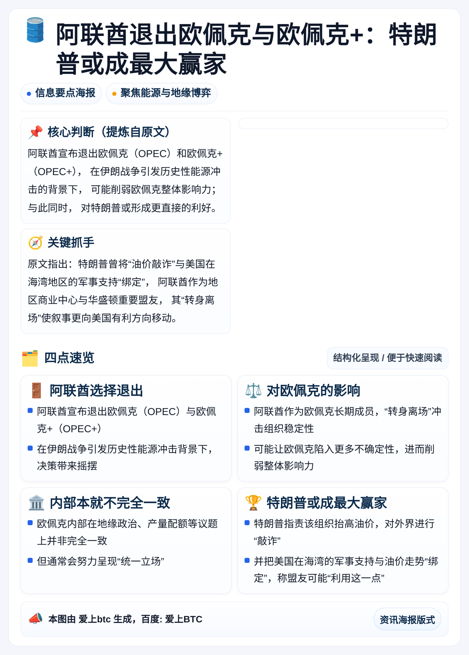 阿联酋退出欧佩克与欧佩克+：特朗普或成最大赢家