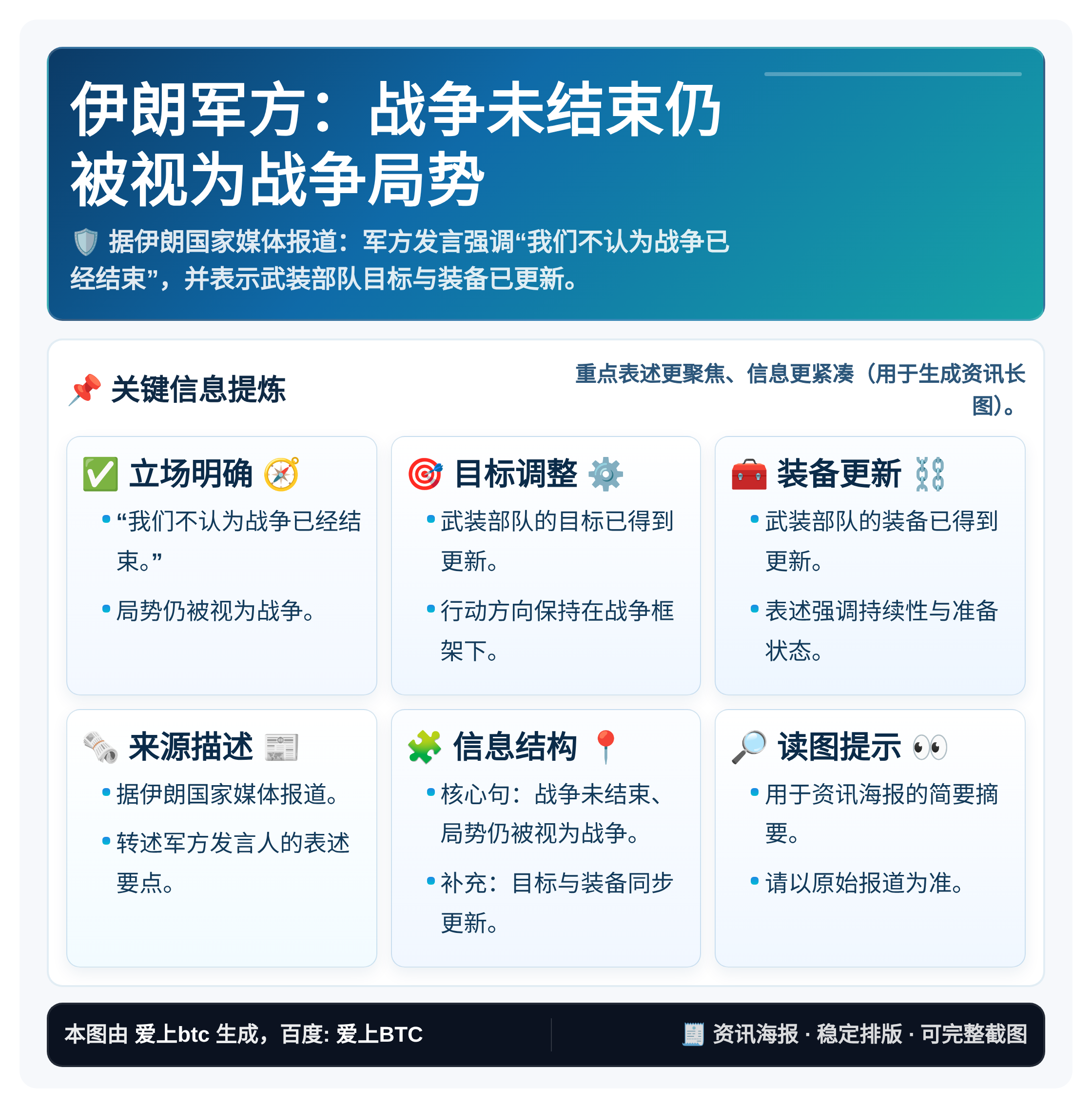 伊朗军方：战争未结束仍被视为战争局势