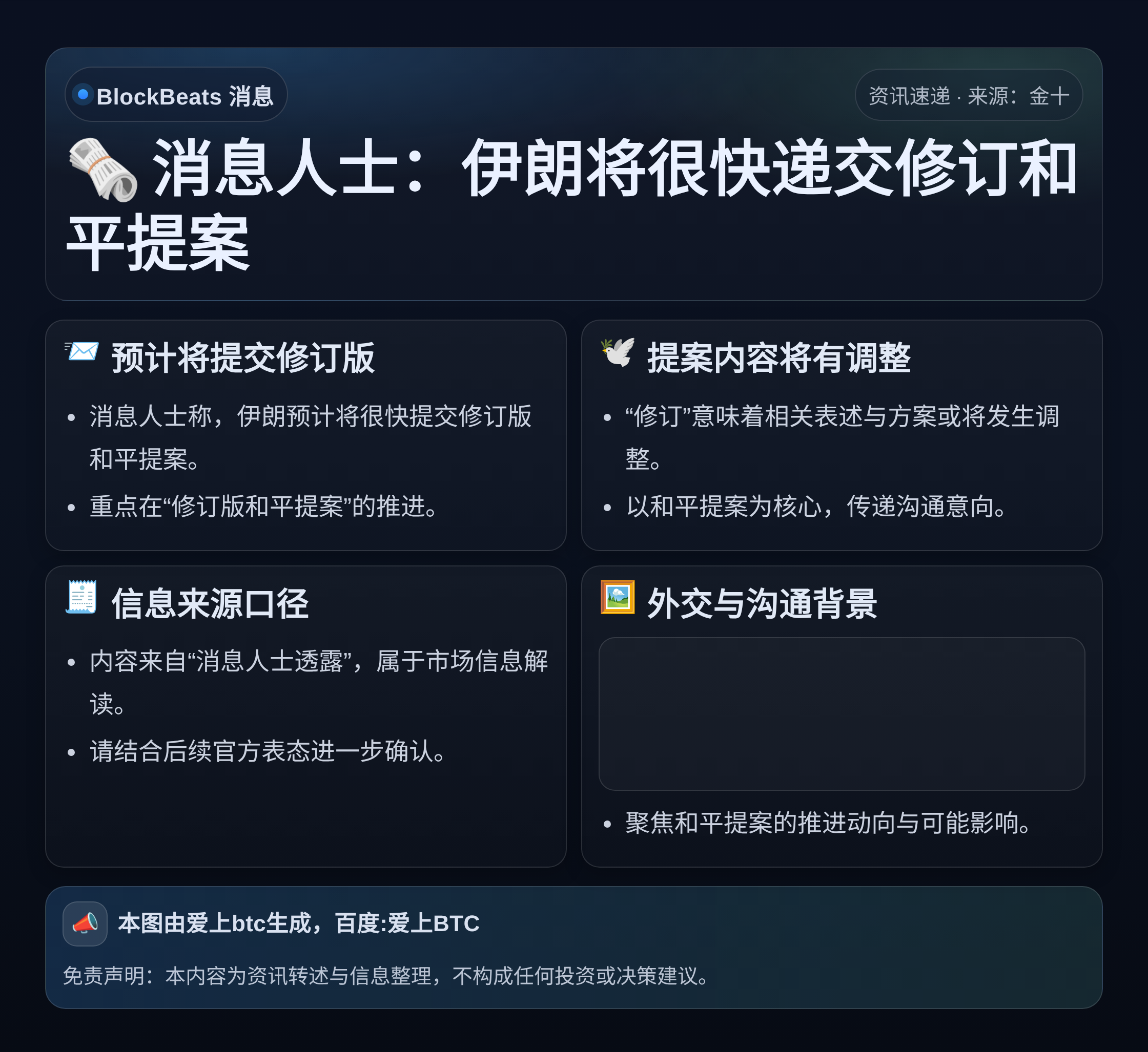消息人士：伊朗将很快递交修订和平提案