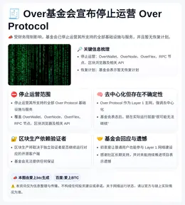 Over基金会宣布停止运营Over Protocol