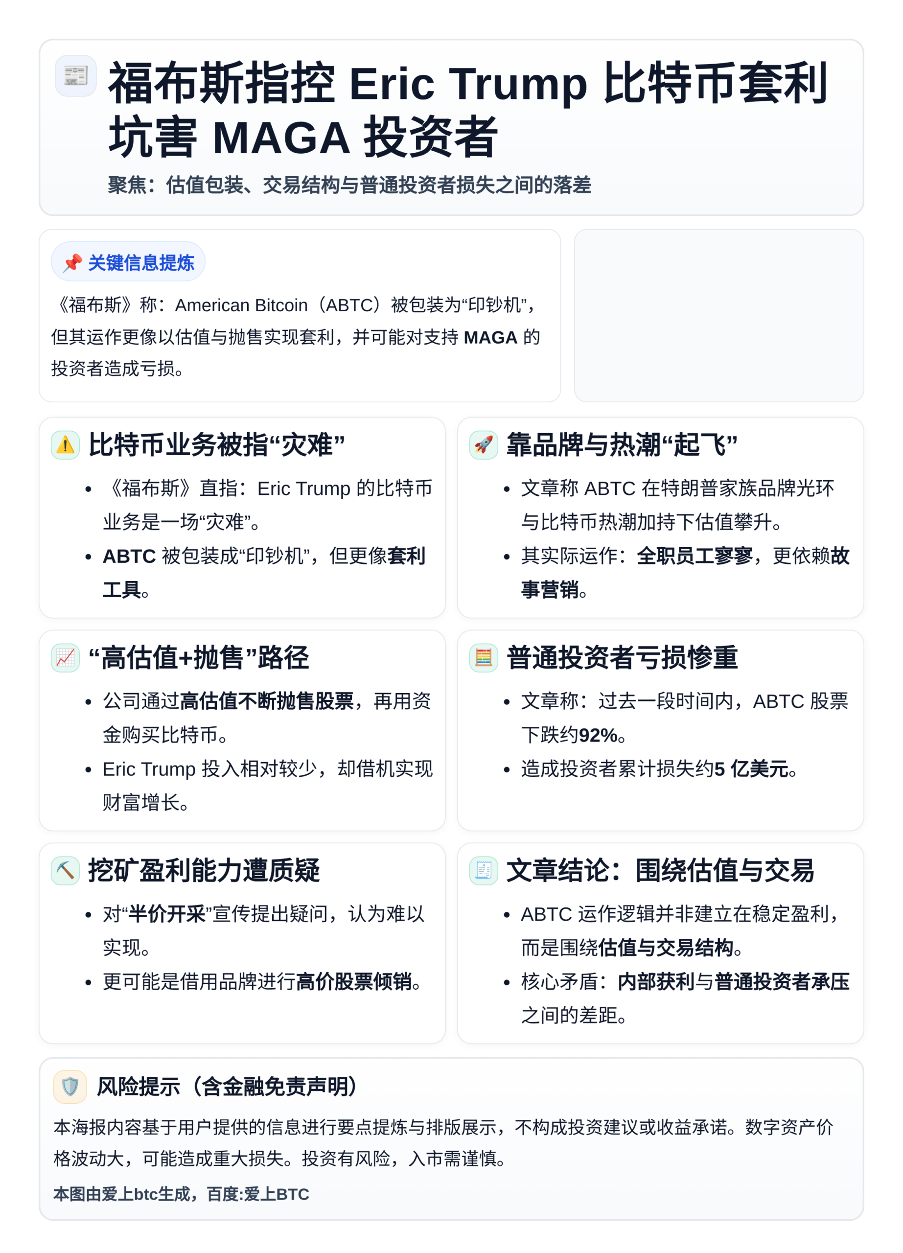 福布斯指控Eric Trump比特币套利坑害MAGA投资者