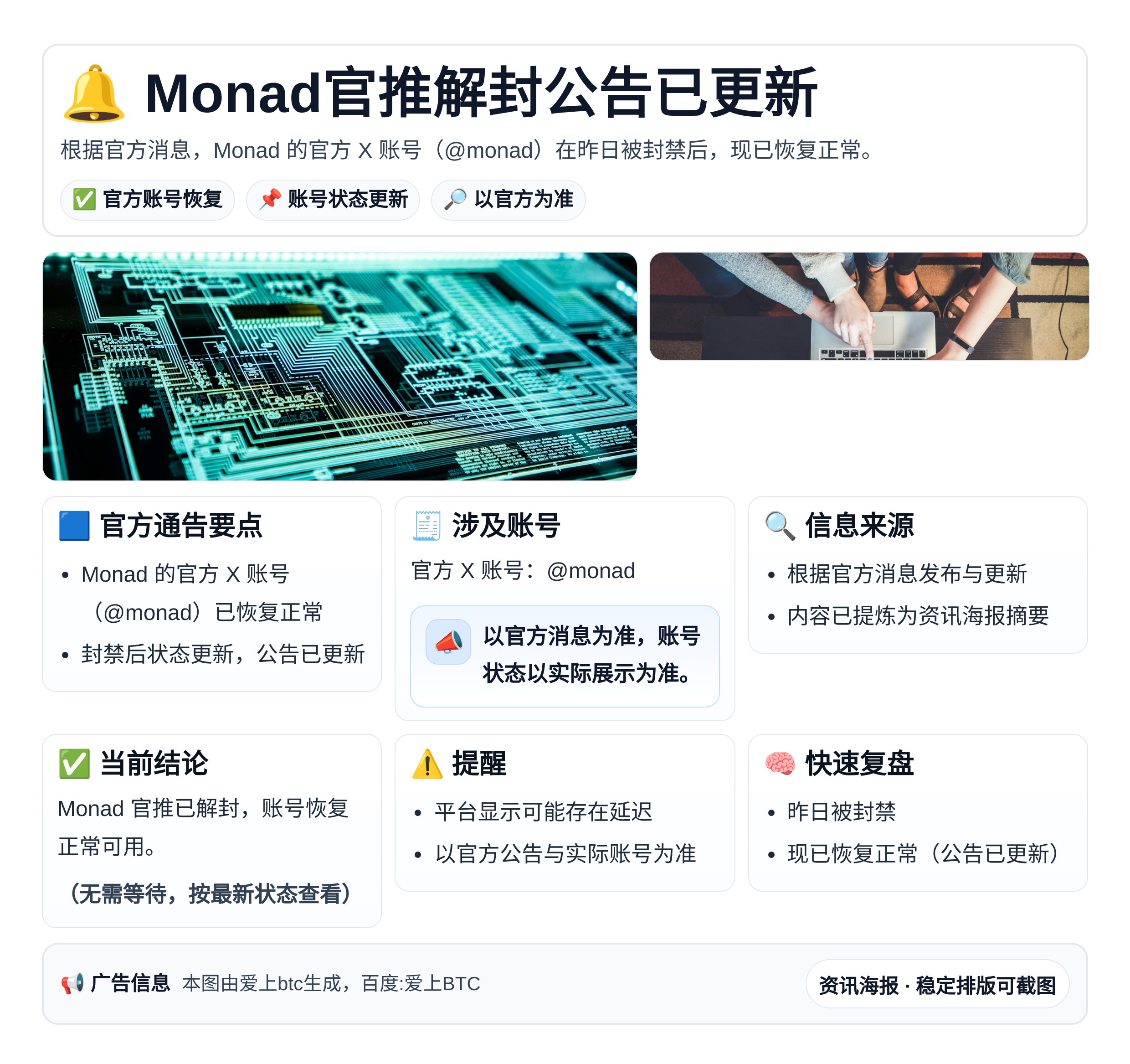 Monad官推解封公告已更新