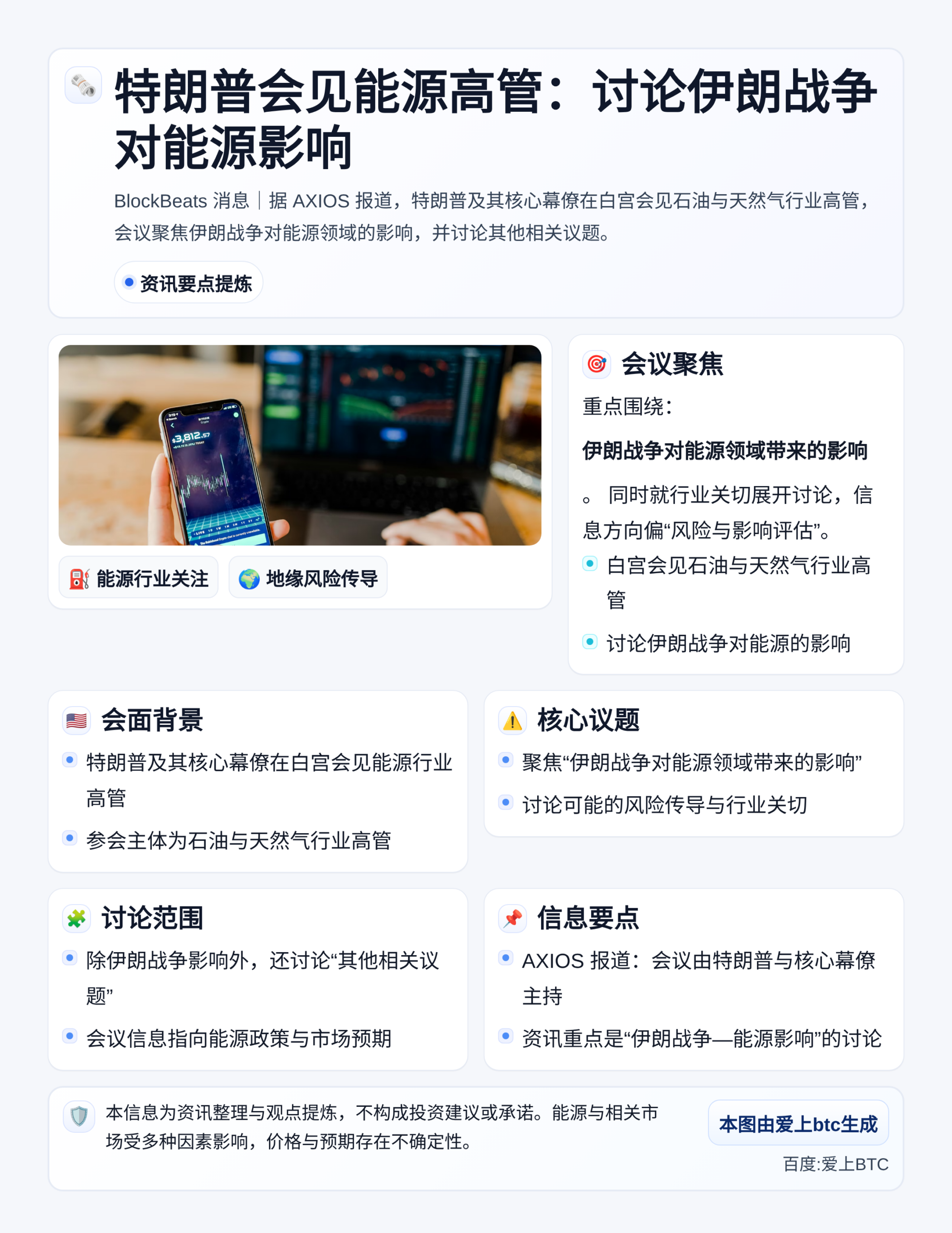 特朗普会见能源高管：讨论伊朗战争对能源影响