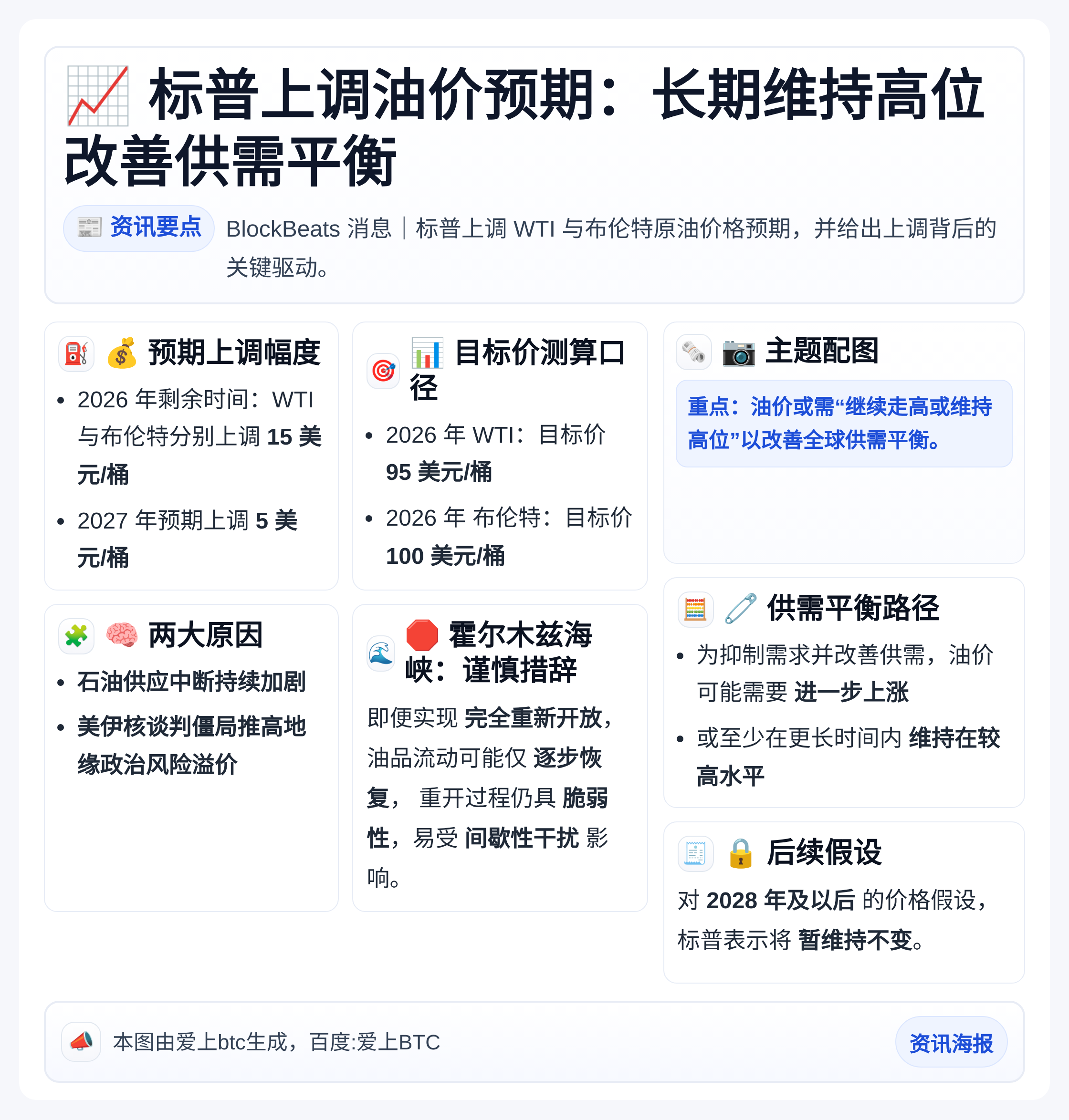 标普上调油价预期：长期维持高位改善供需平衡