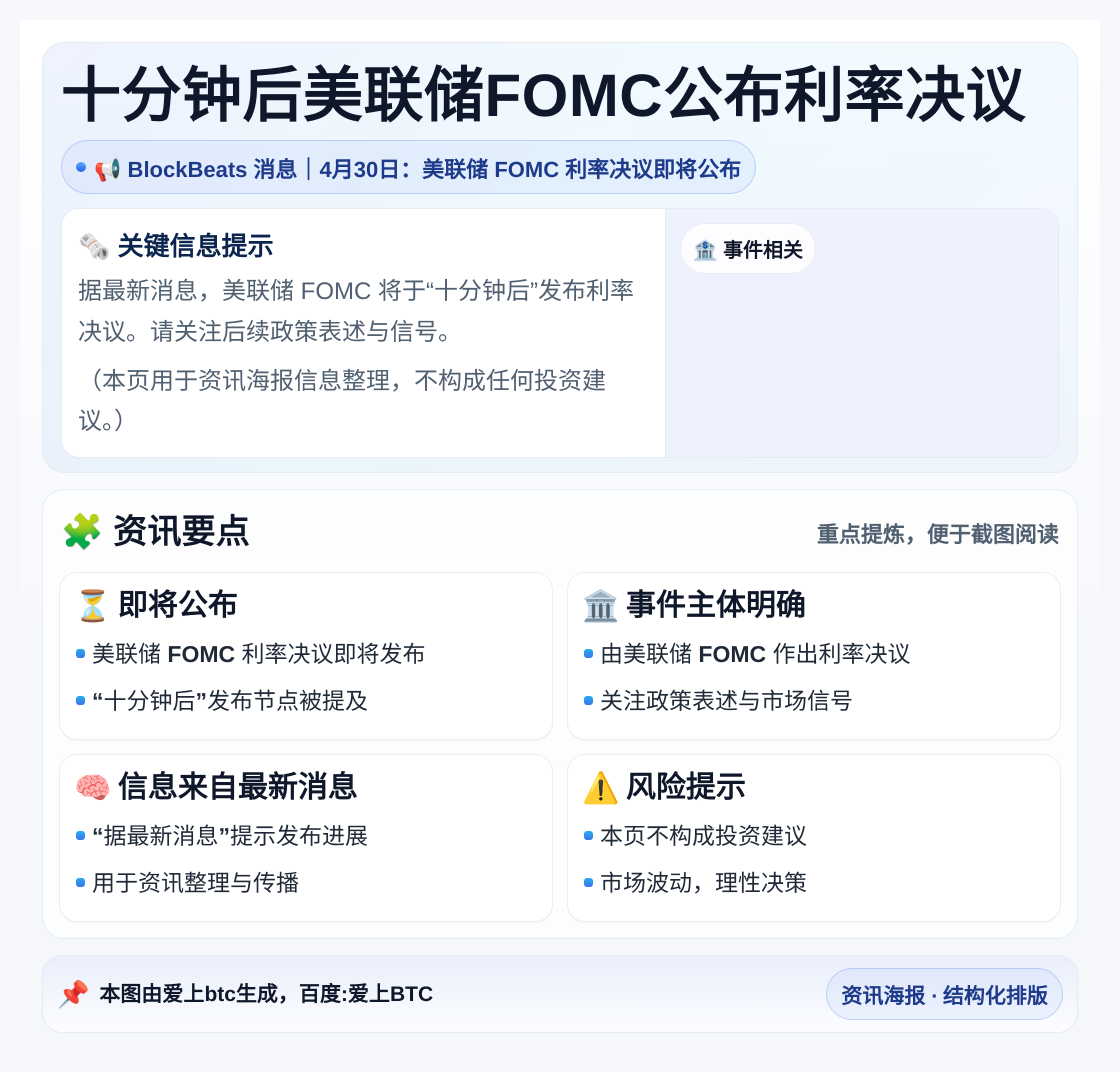 十分钟后美联储FOMC公布利率决议
