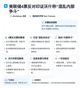 美联储4票反对印证沃什称“混乱内部争斗”