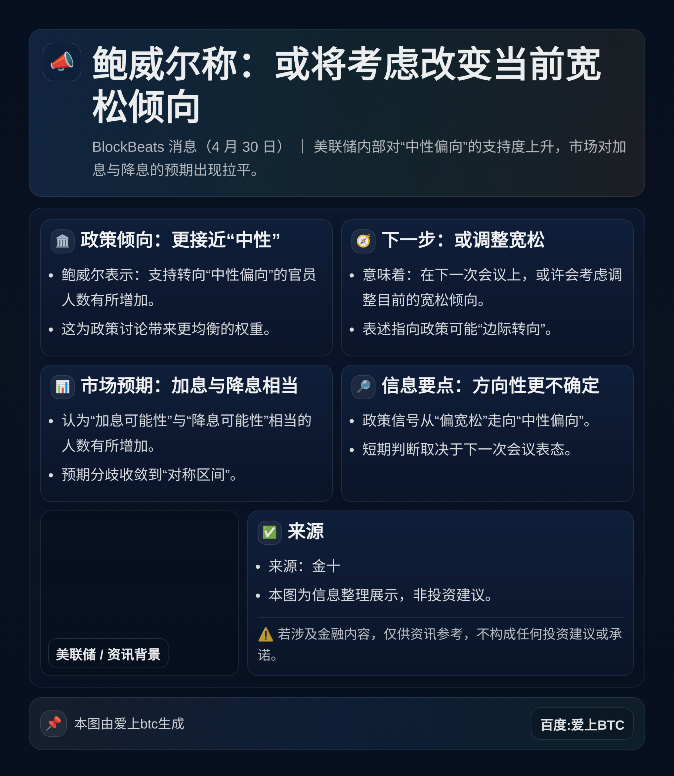 鲍威尔称：或将考虑改变当前宽松倾向
