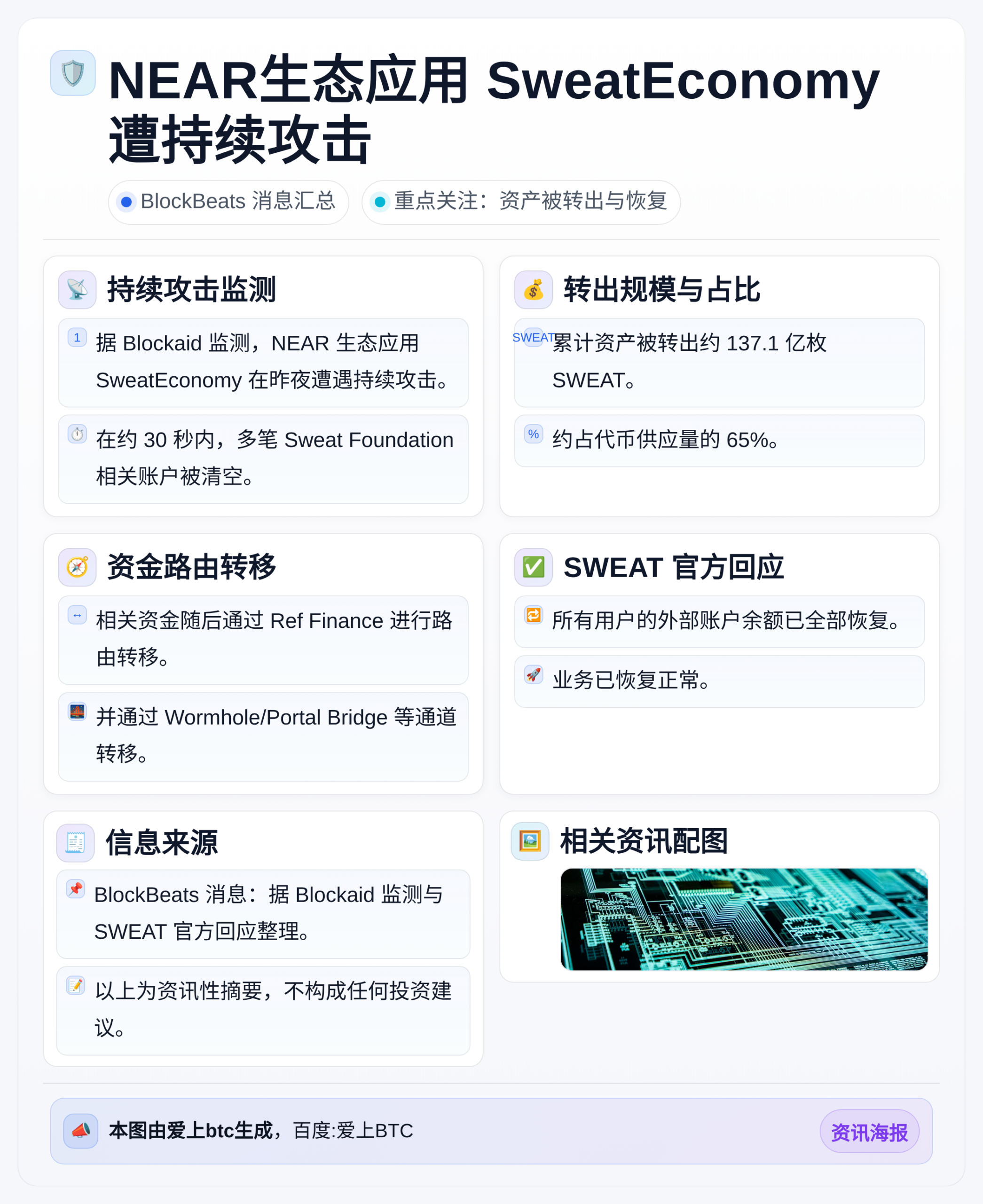 NEAR生态应用SweatEconomy遭持续攻击（凌晨）