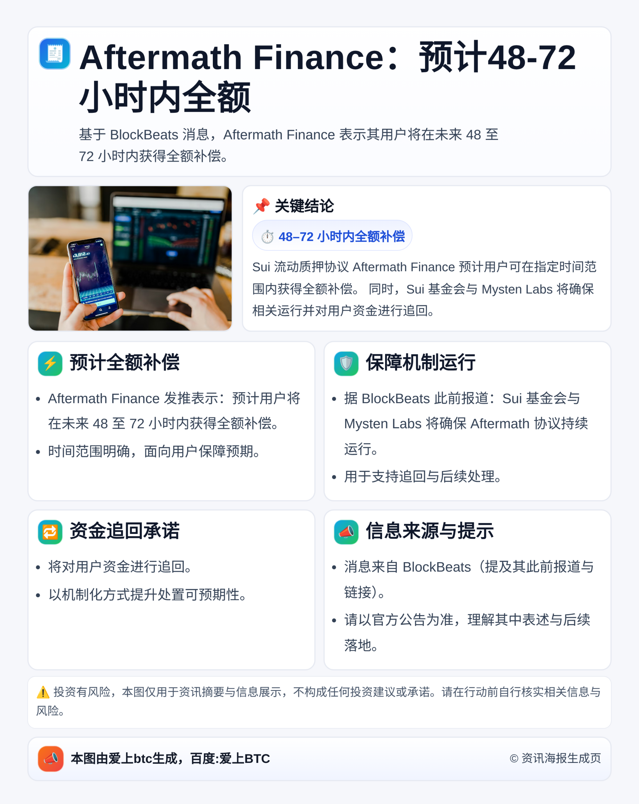 Aftermath Finance：预计48-72小时内全额