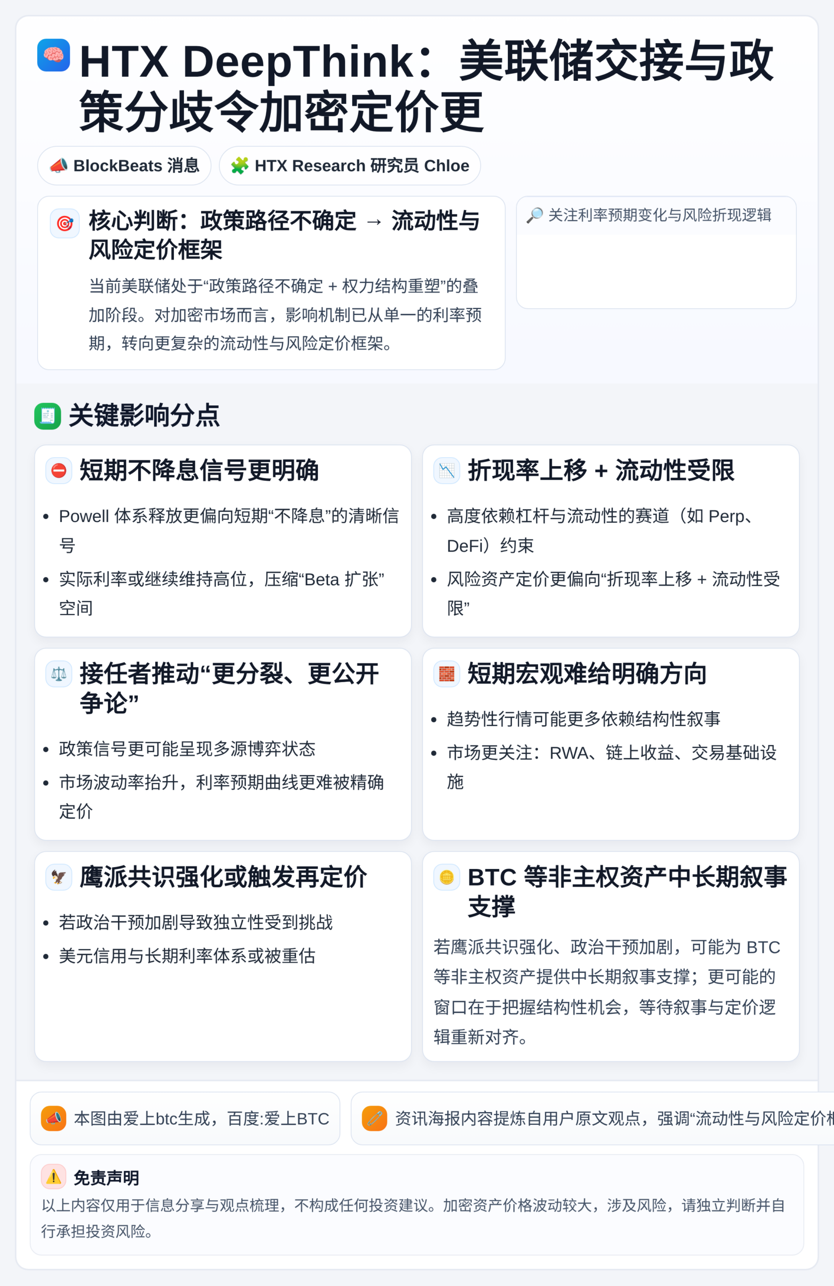 HTX DeepThink：美联储交接与政策分歧令加密定价更