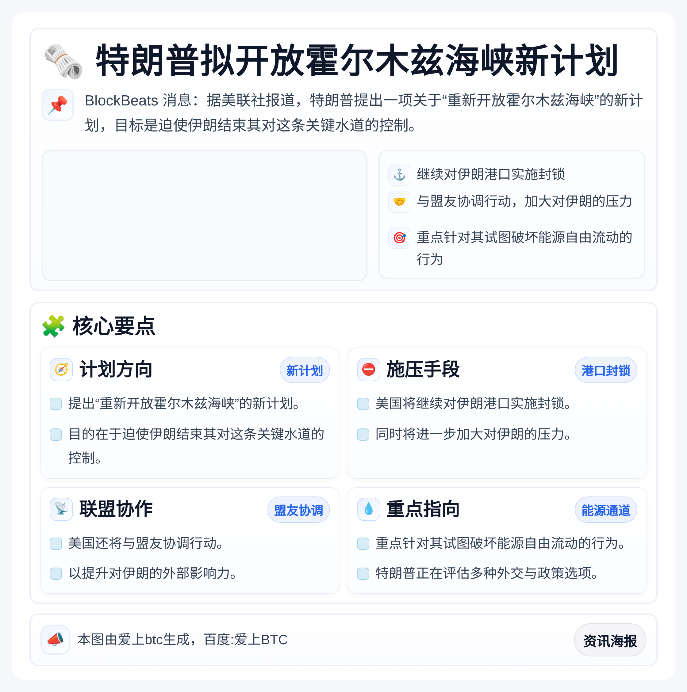 特朗普拟开放霍尔木兹海峡新计划