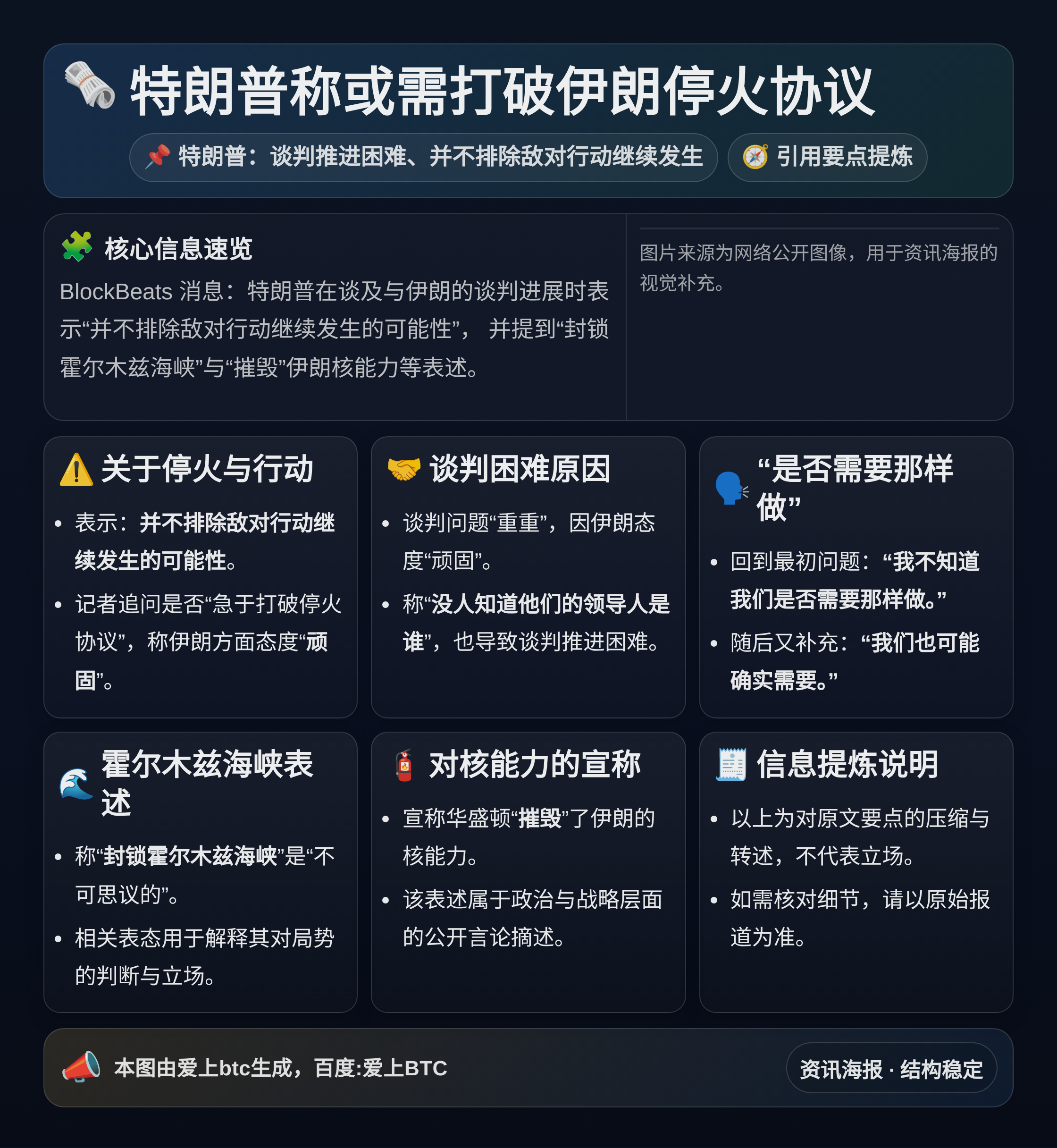 特朗普称或需打破伊朗停火协议