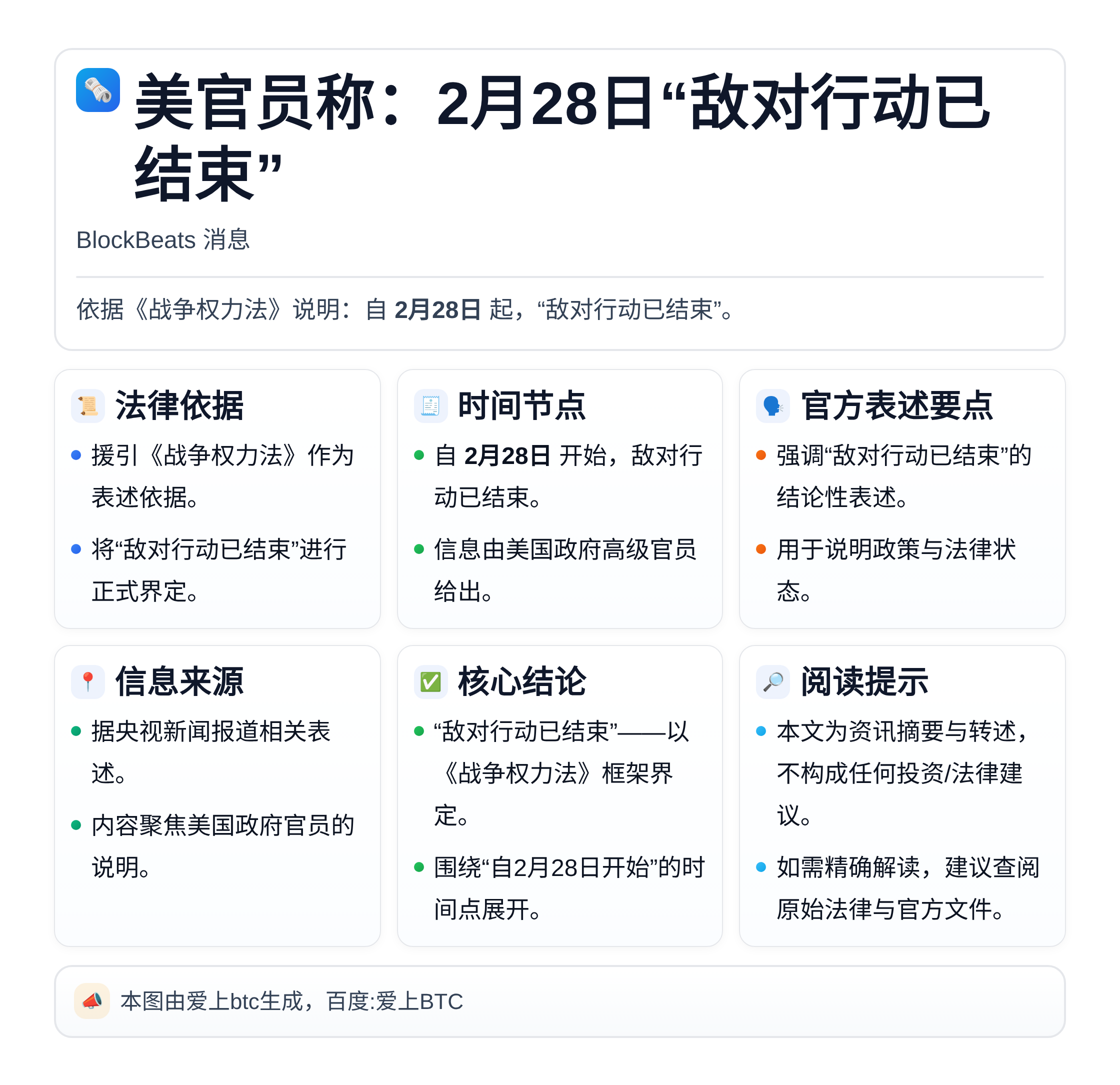 美官员称：2月28日“敌对行动已结束”