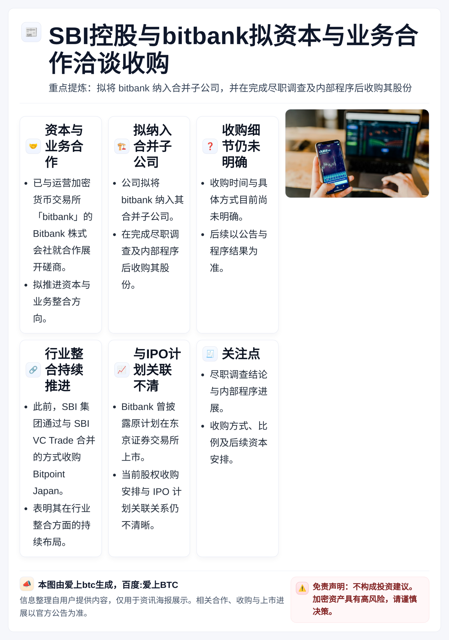 SBI控股与Bitbank拟资本与业务合作洽谈收购