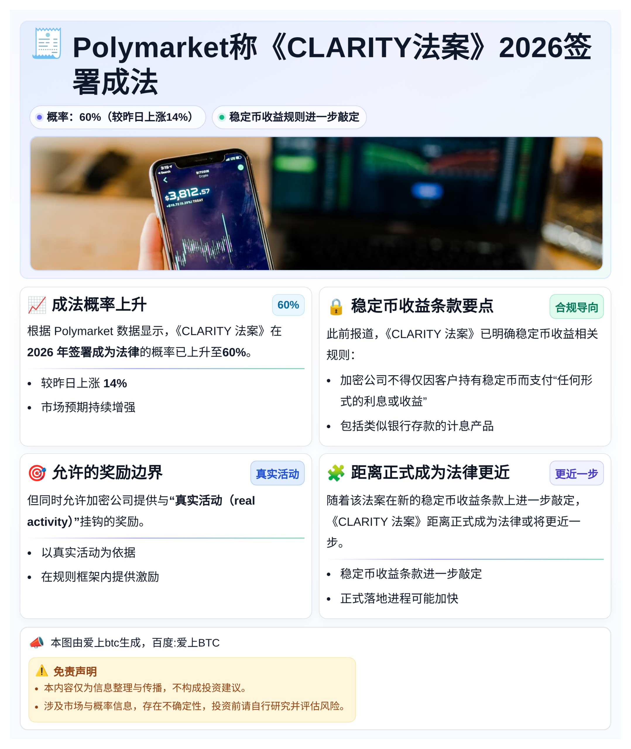 Polymarket称《CLARITY法案》2026签署成法