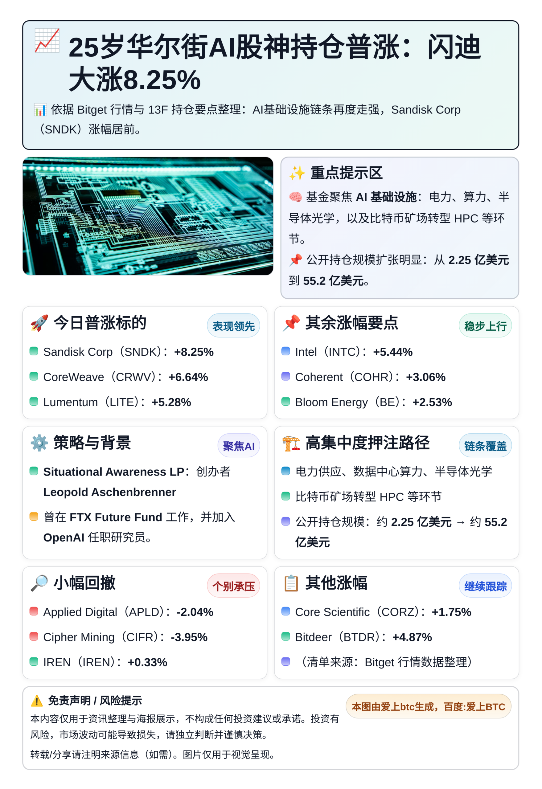 25岁华尔街AI股神持仓普涨：闪迪大涨8.25%