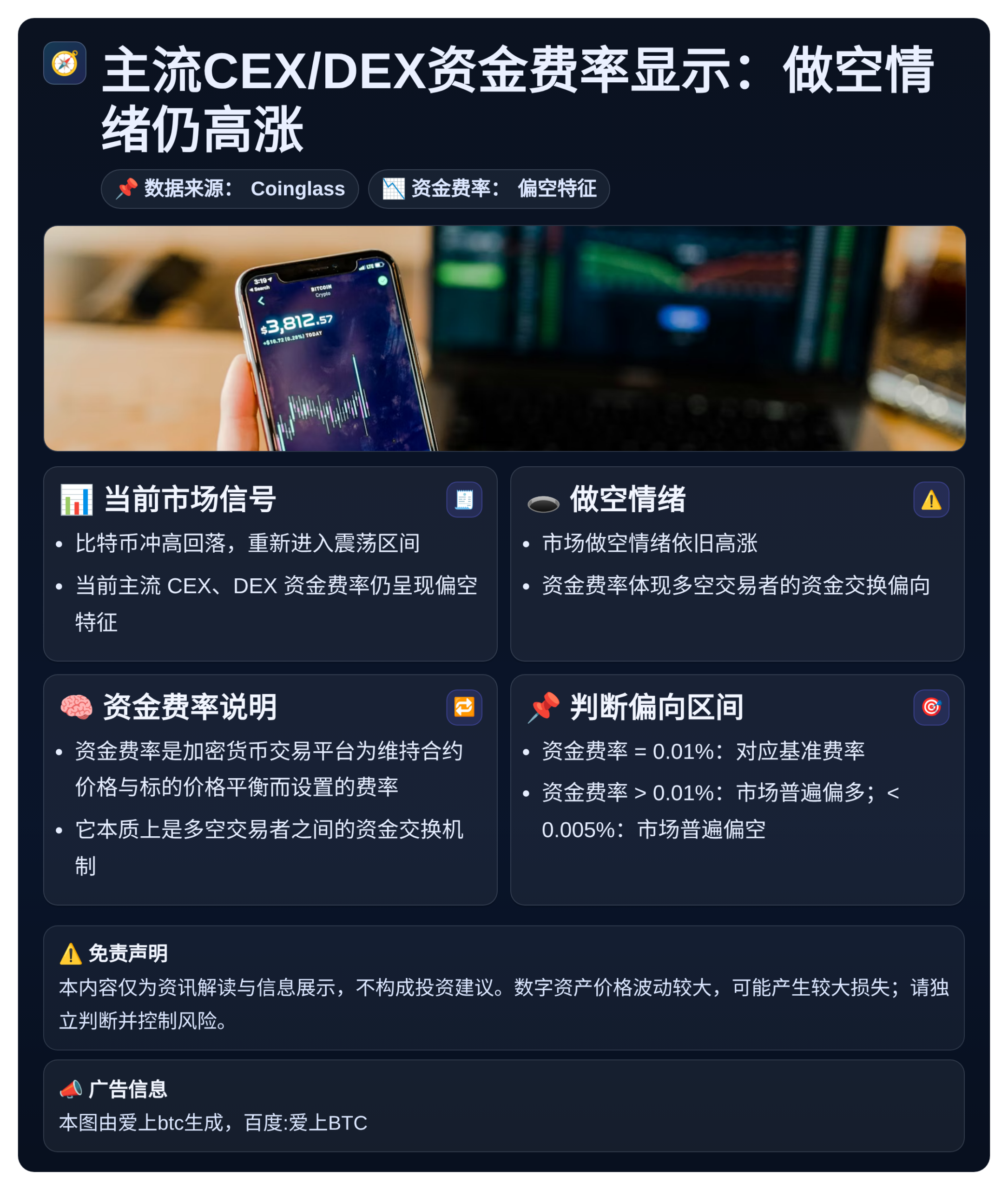 主流CEX/DEX资金费率显示：做空情绪仍高涨