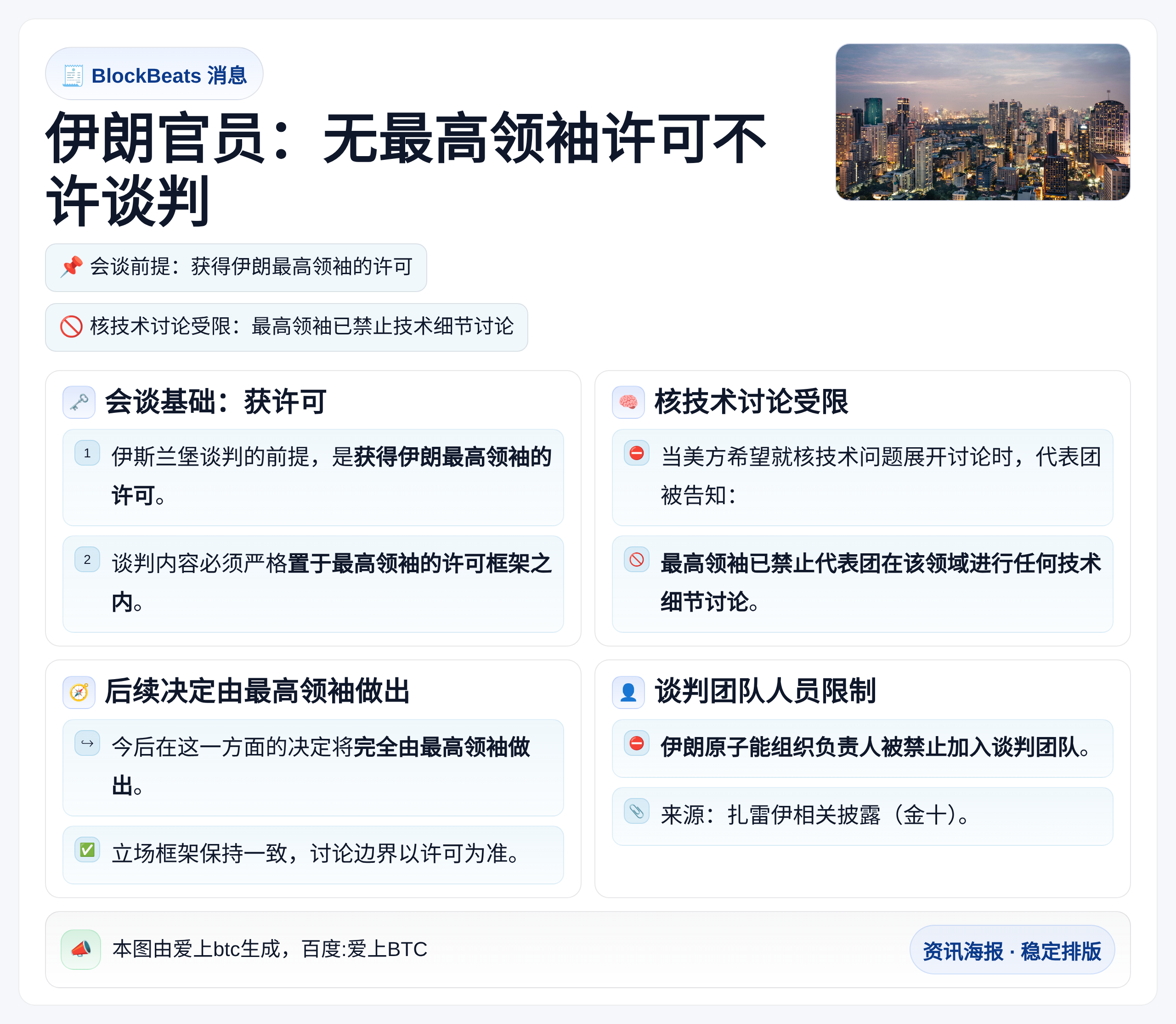 伊朗官员：无最高领袖许可不许谈判