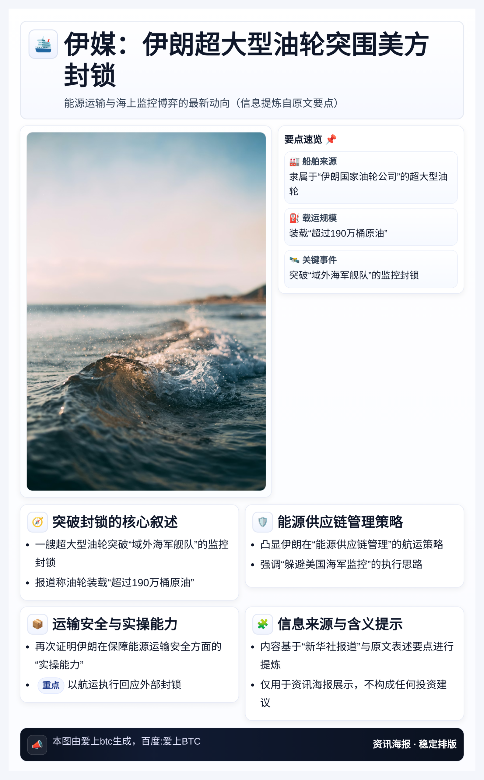 伊媒：伊朗超大型油轮突围美方封锁
